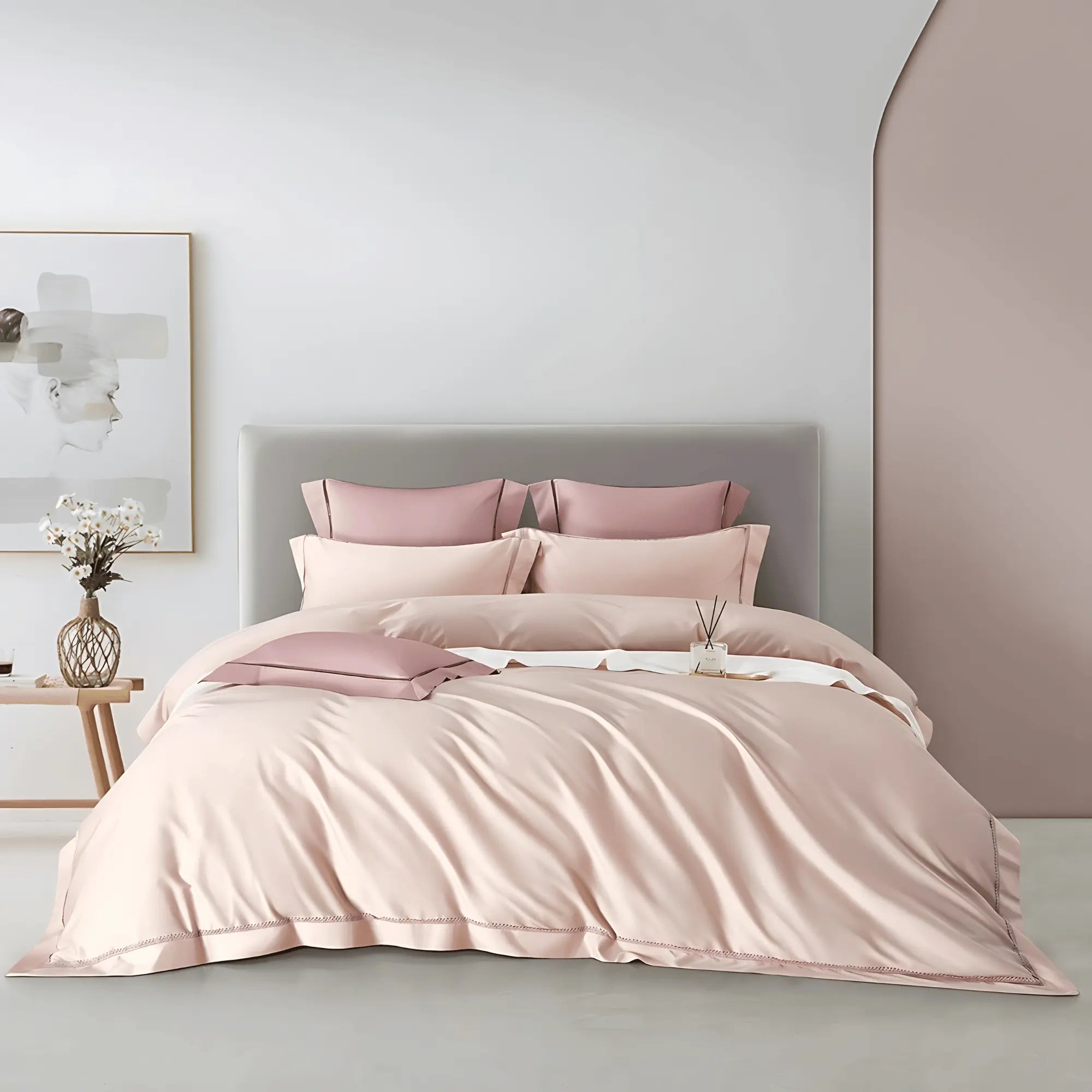 PEACH BLUSH SERENITY 1000 THREAD COUNT DUVET COVER & SHAMS