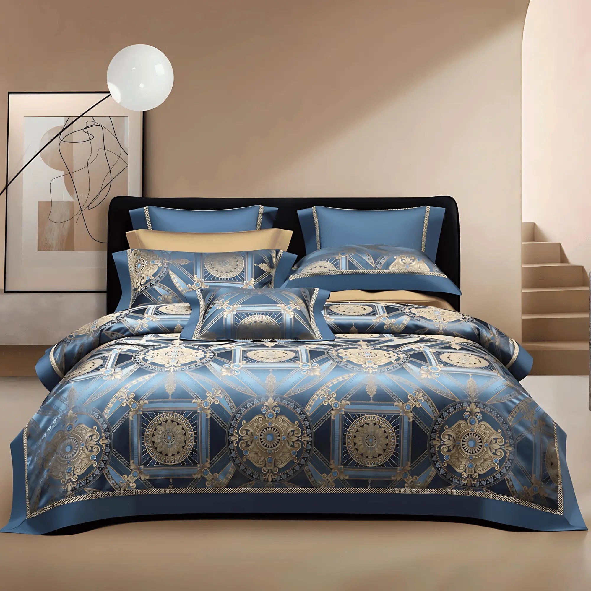 BLUE OPULENCE 1400 THREAD COUNT DUVET COVER & SHAMS