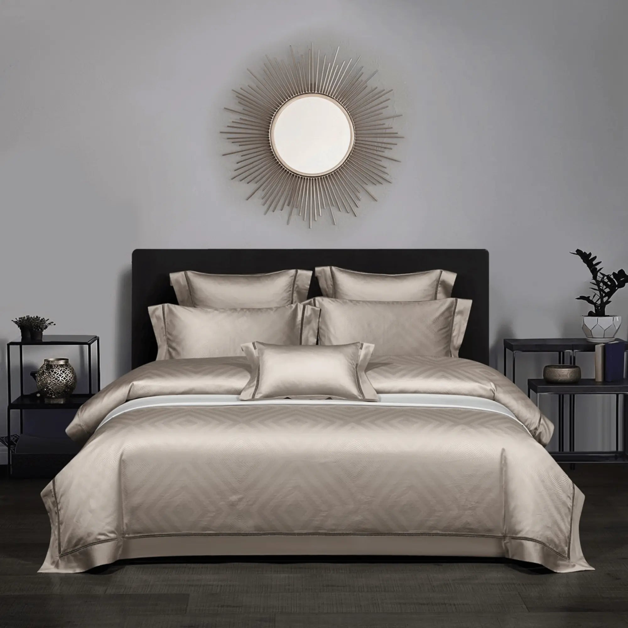 Platinum Beige Luxe 1400 Thread Count Duvet Cover & Shams - Bedding
