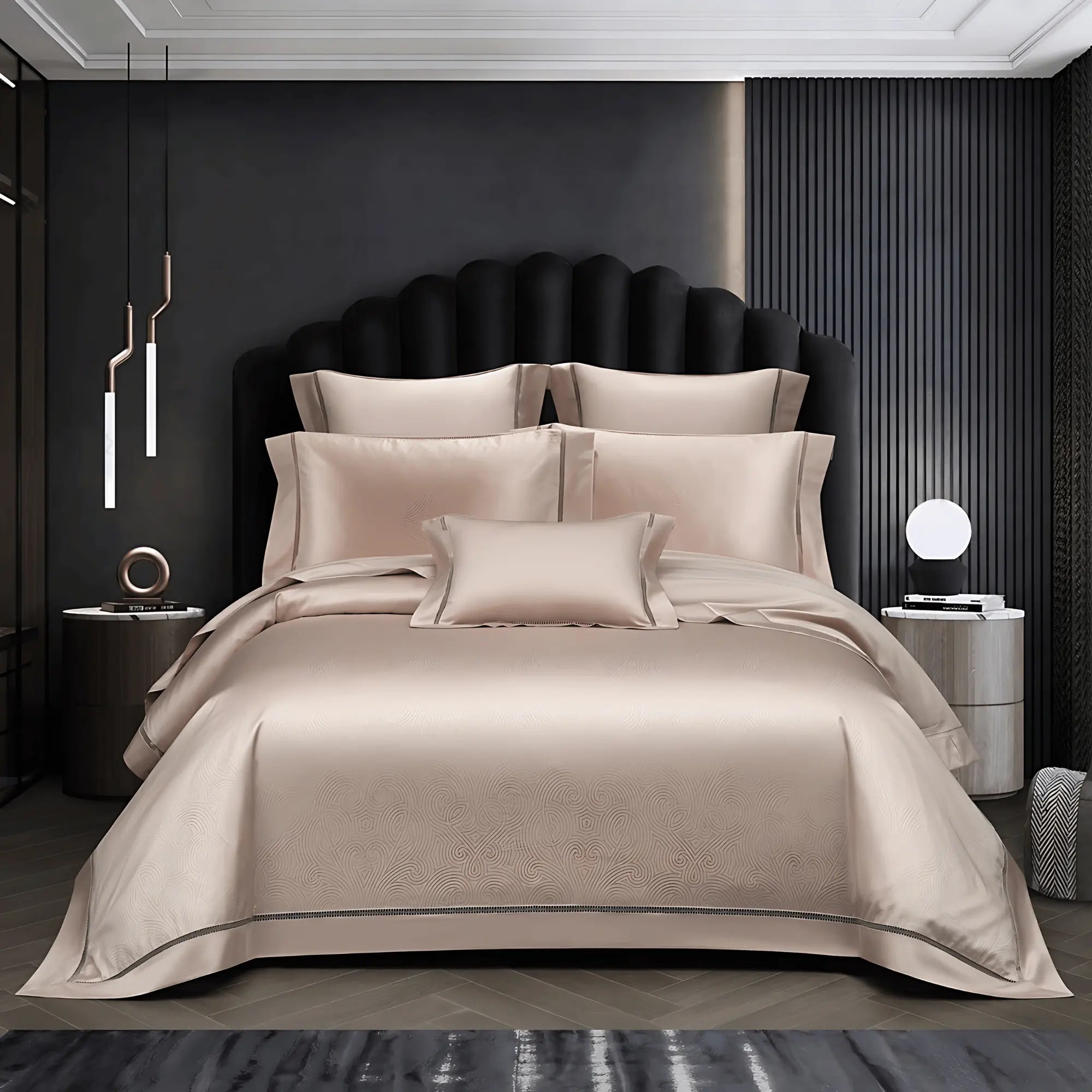 CHAMPAGNE PEARL HARMONY 1400 THREAD COUNT DUVET COVER & SHAMS