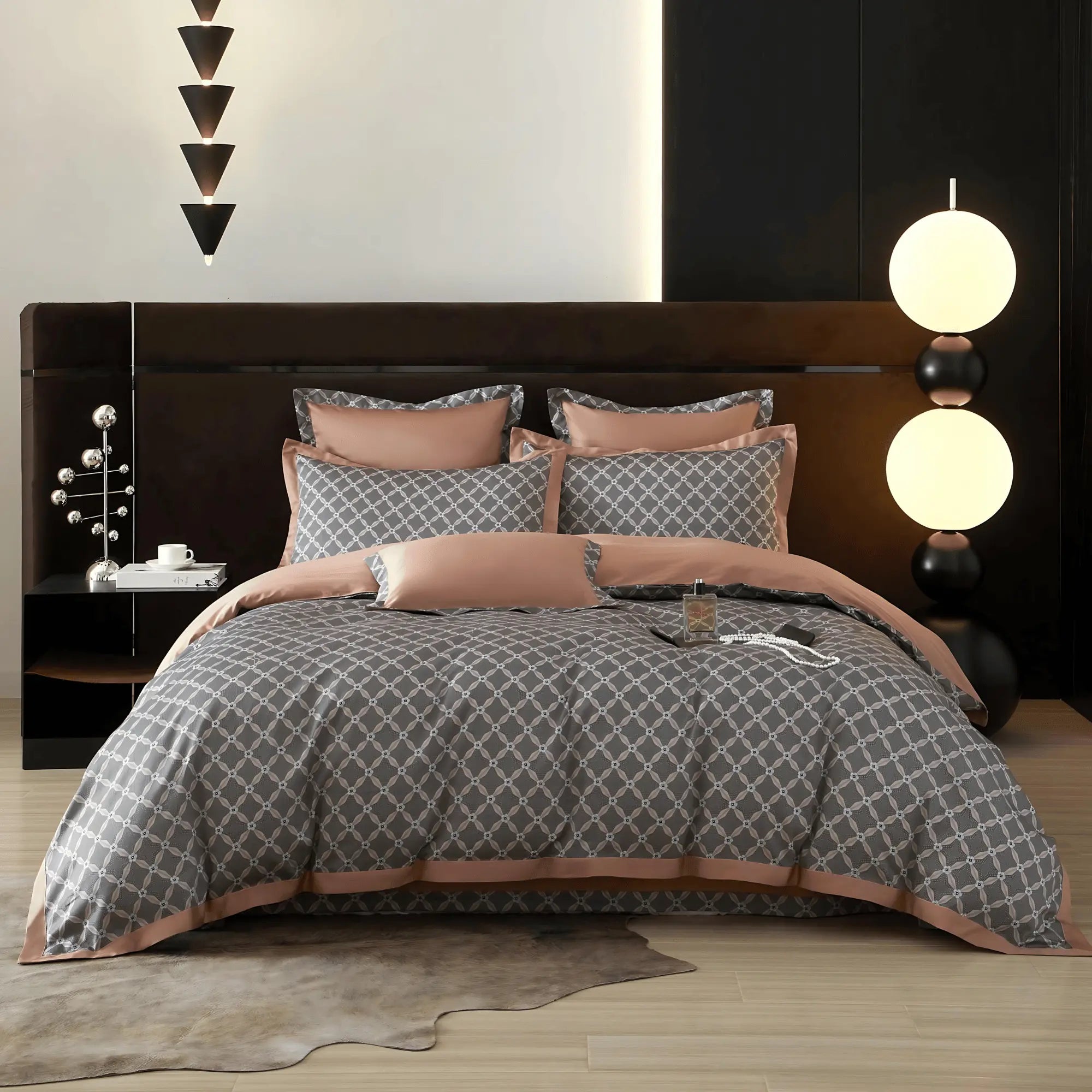 Ash Rose Tranquility 1000 Thread Count Duvet Cover & Shams - Bedding