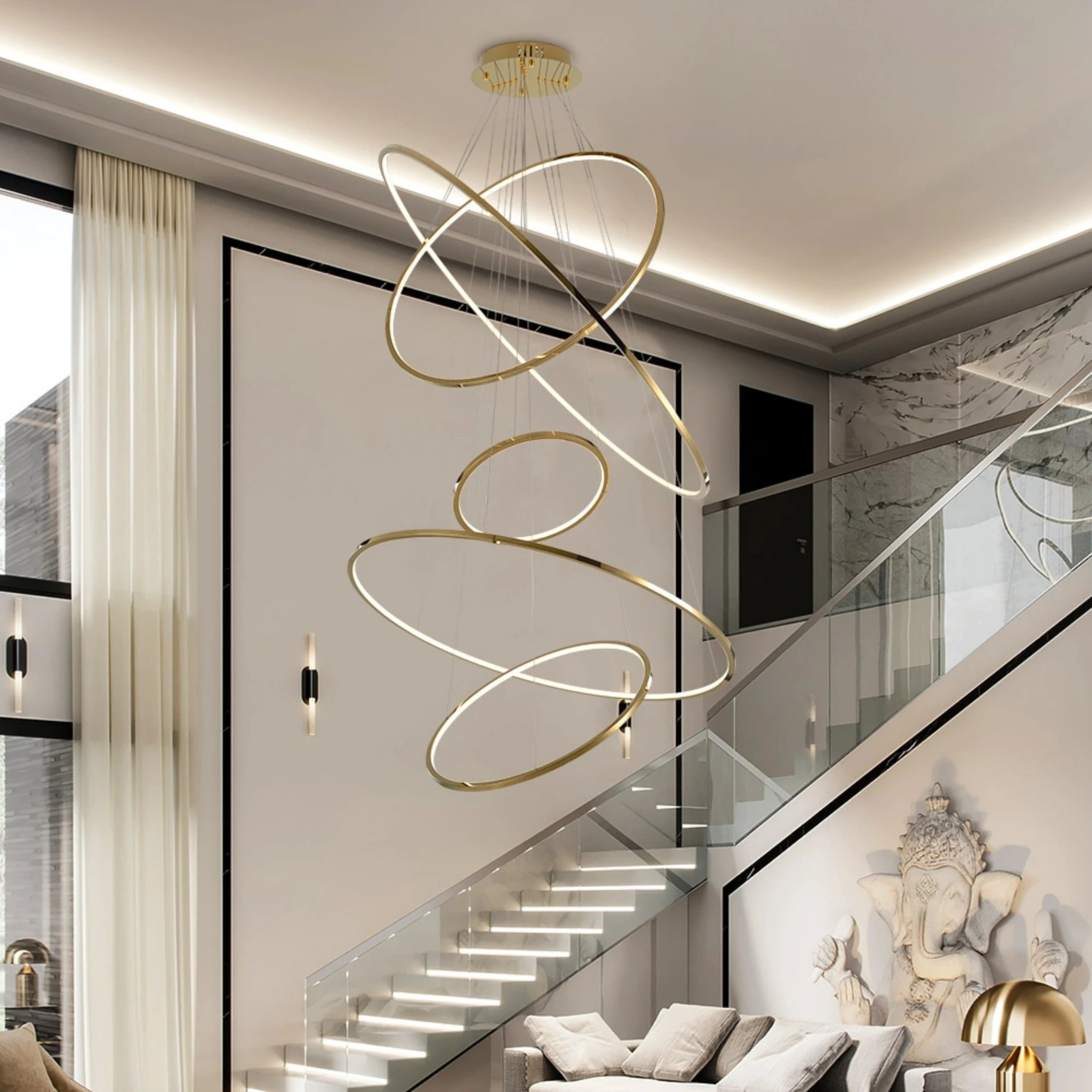 CIRCLE OF LIFE STAIRCASE CHANDELIER