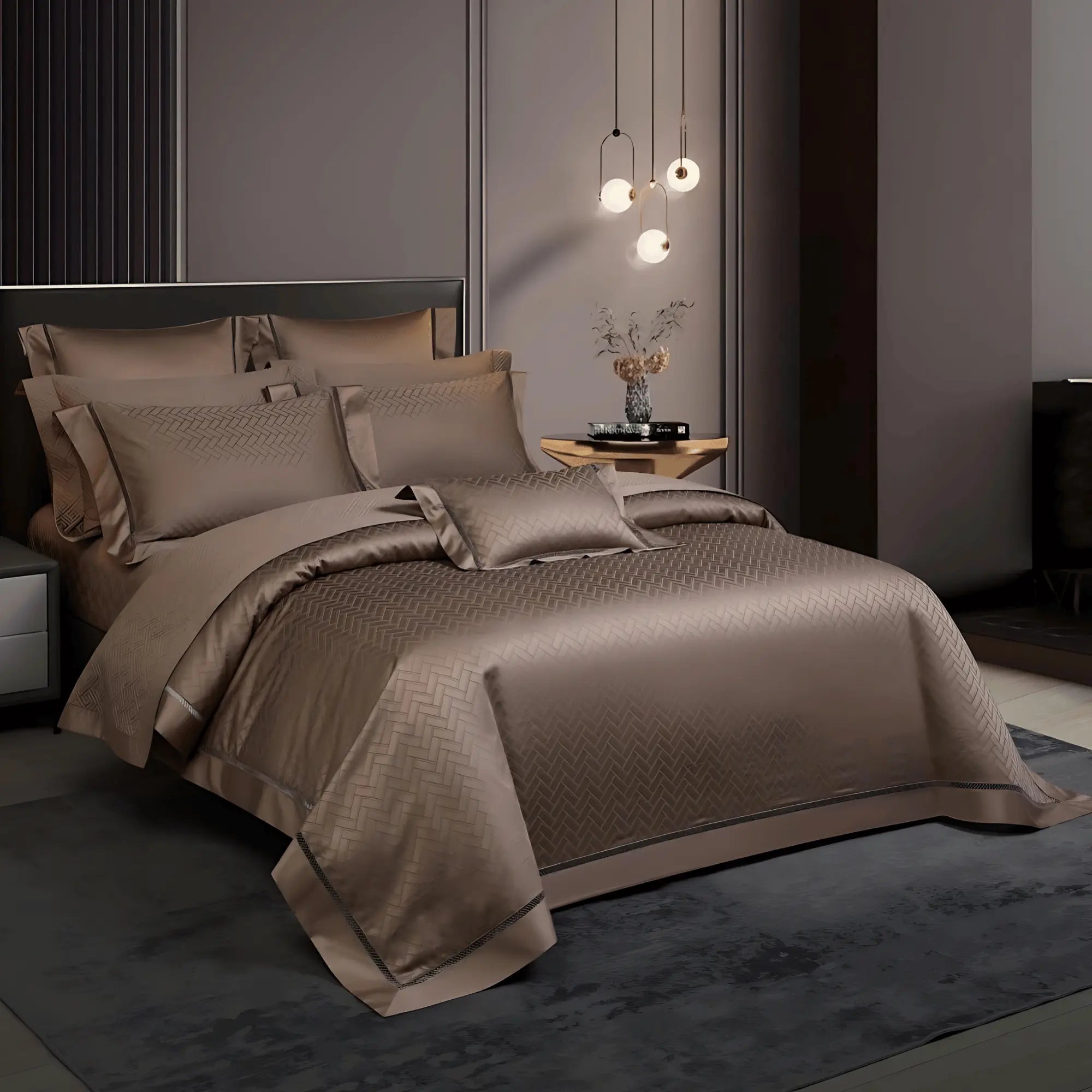 MOCHA ALLURE 1000 THREAD COUNT DUVET COVER & SHAMS