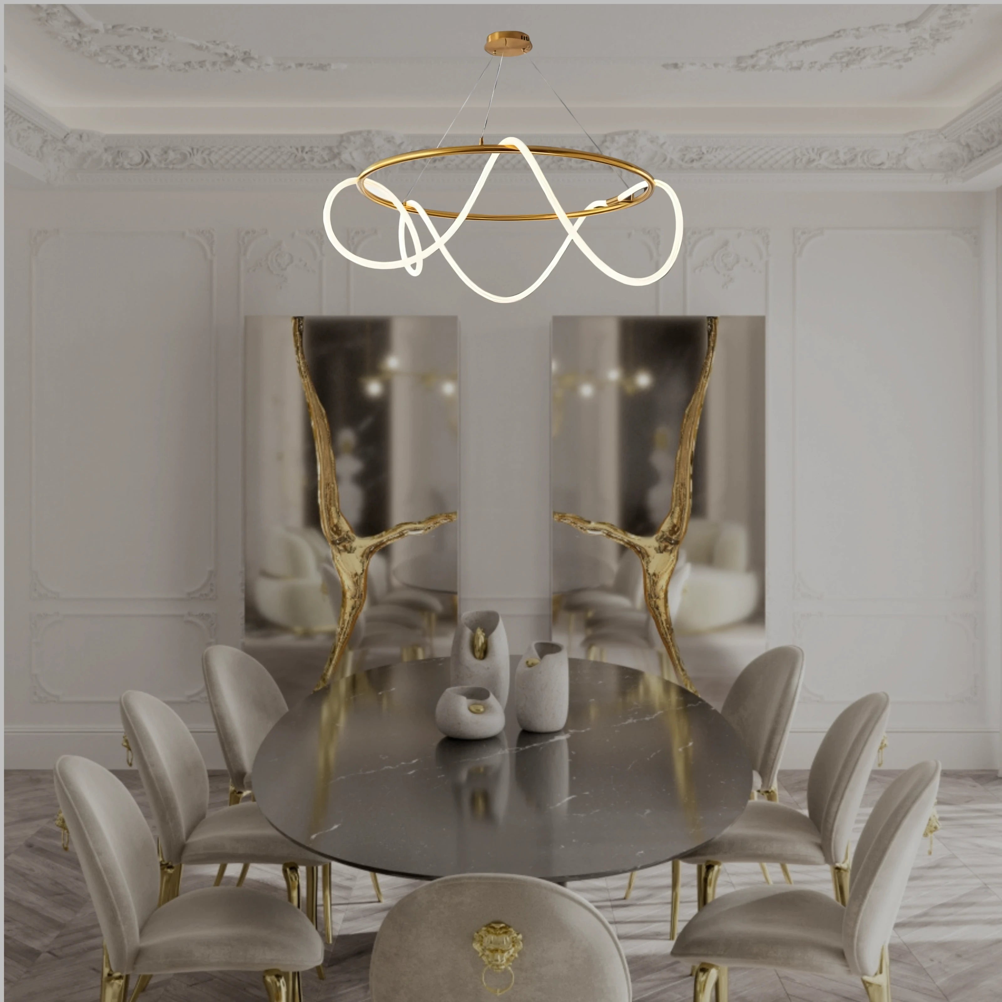 AMORPHOUS TUBE HALO CHANDELIER