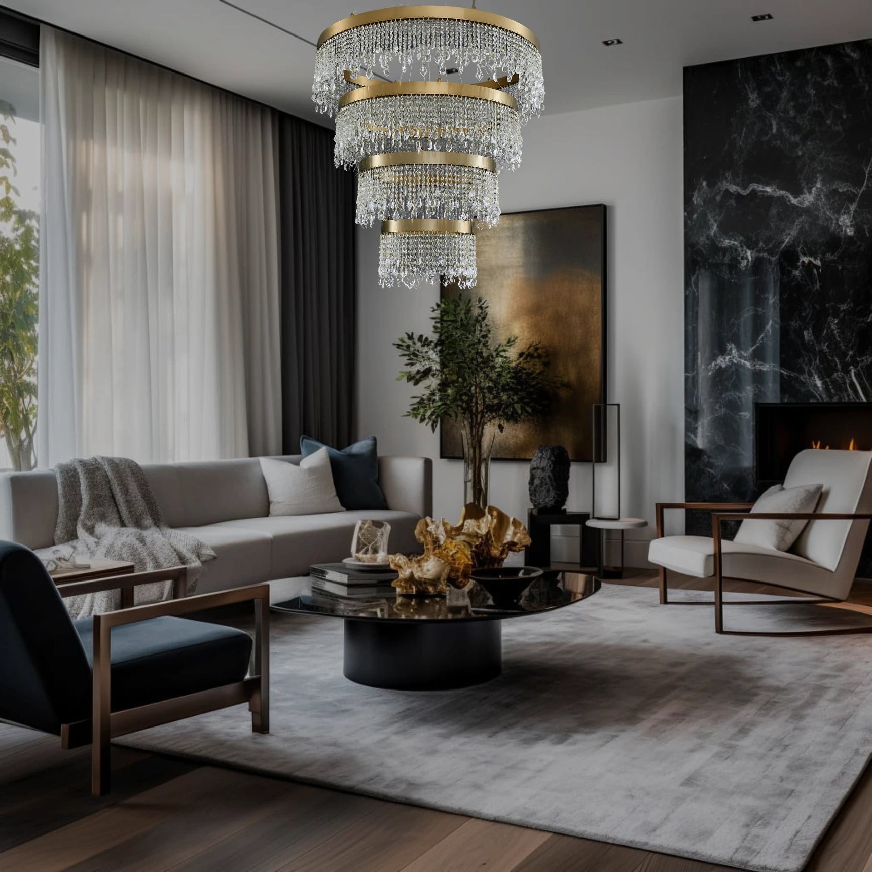 ELEGANT CRYSTAL 4 TIER CHANDELIER