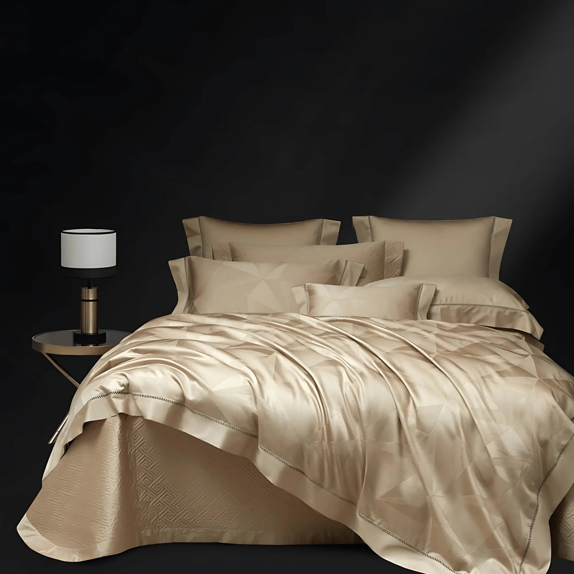 CHAMPAGNE ELEGANCE 1400 THREAD COUNT DUVET COVER & SHAMS