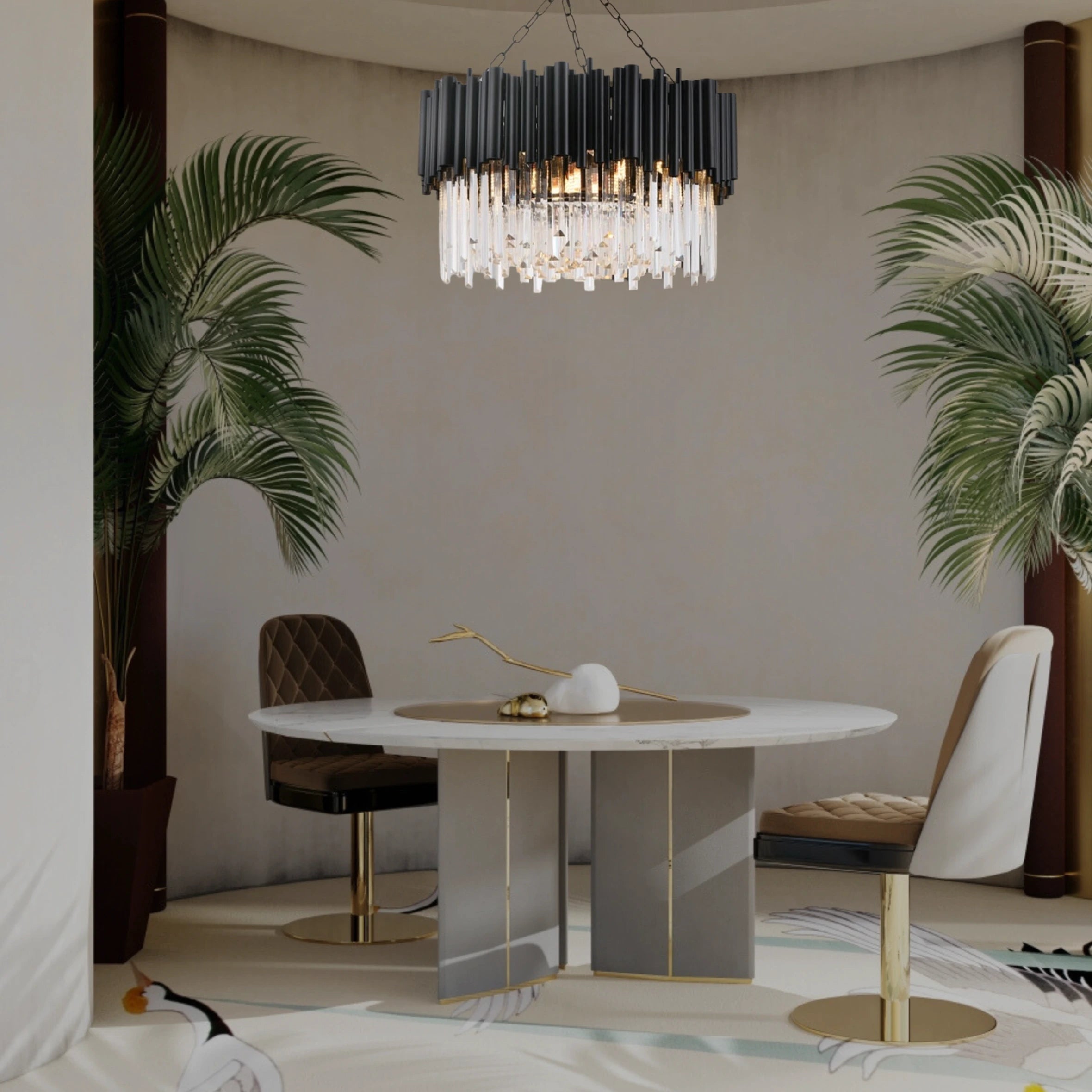 NOIR ÉBÈNE HALO CHANDELIER