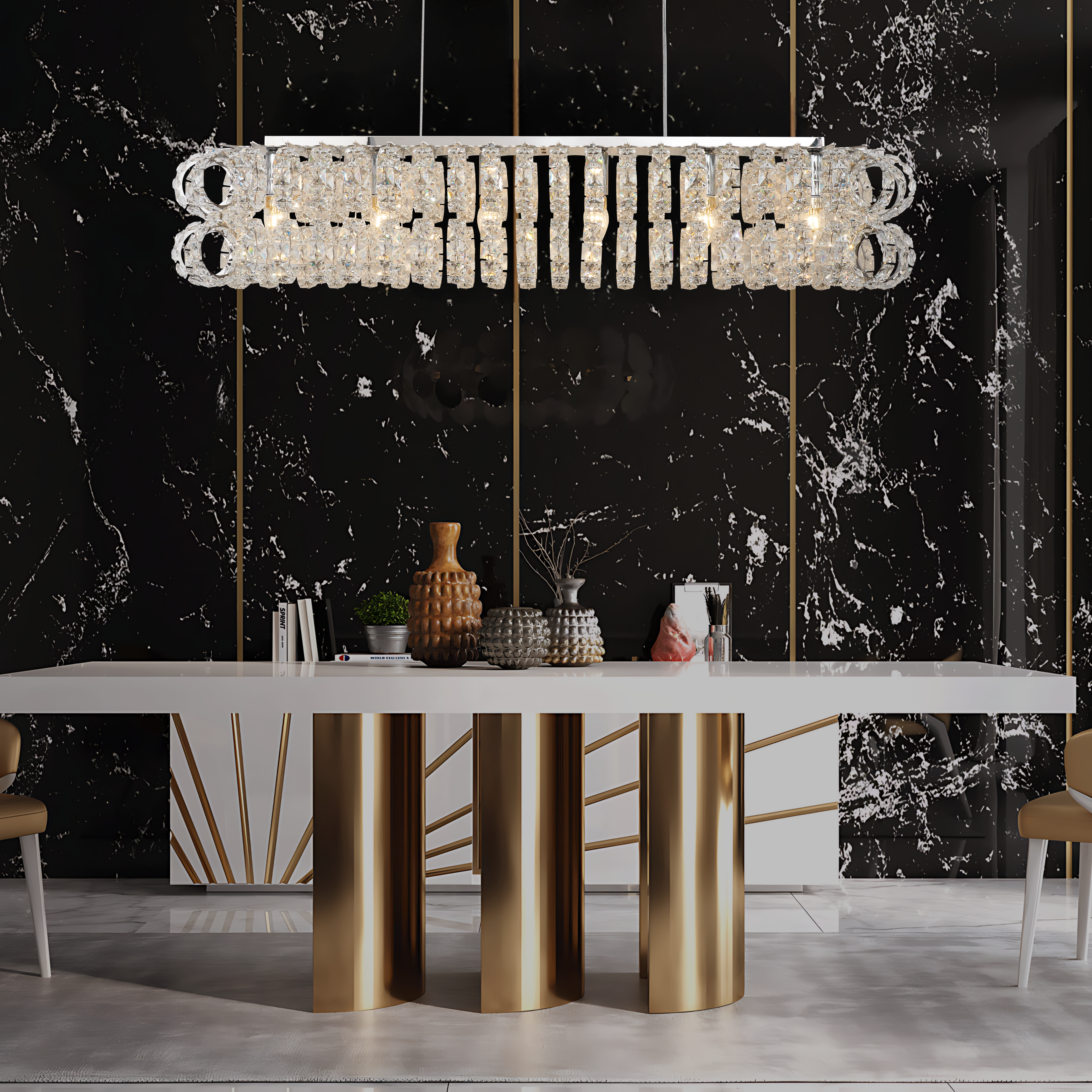 AMULETTE OVAL 2 TIER CHANDELIER