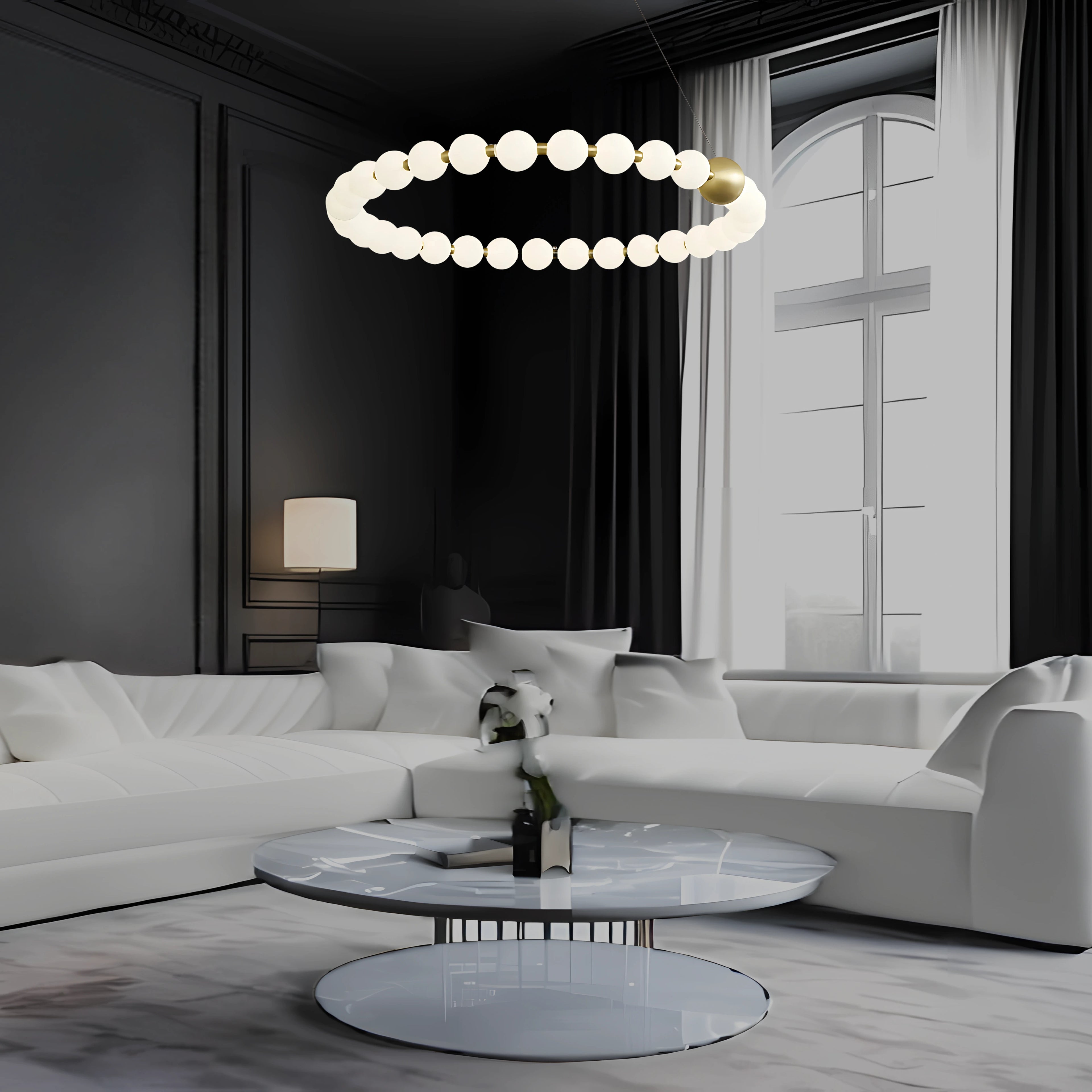 DÉLICATESSE DE PERLES HALO CHANDELIER