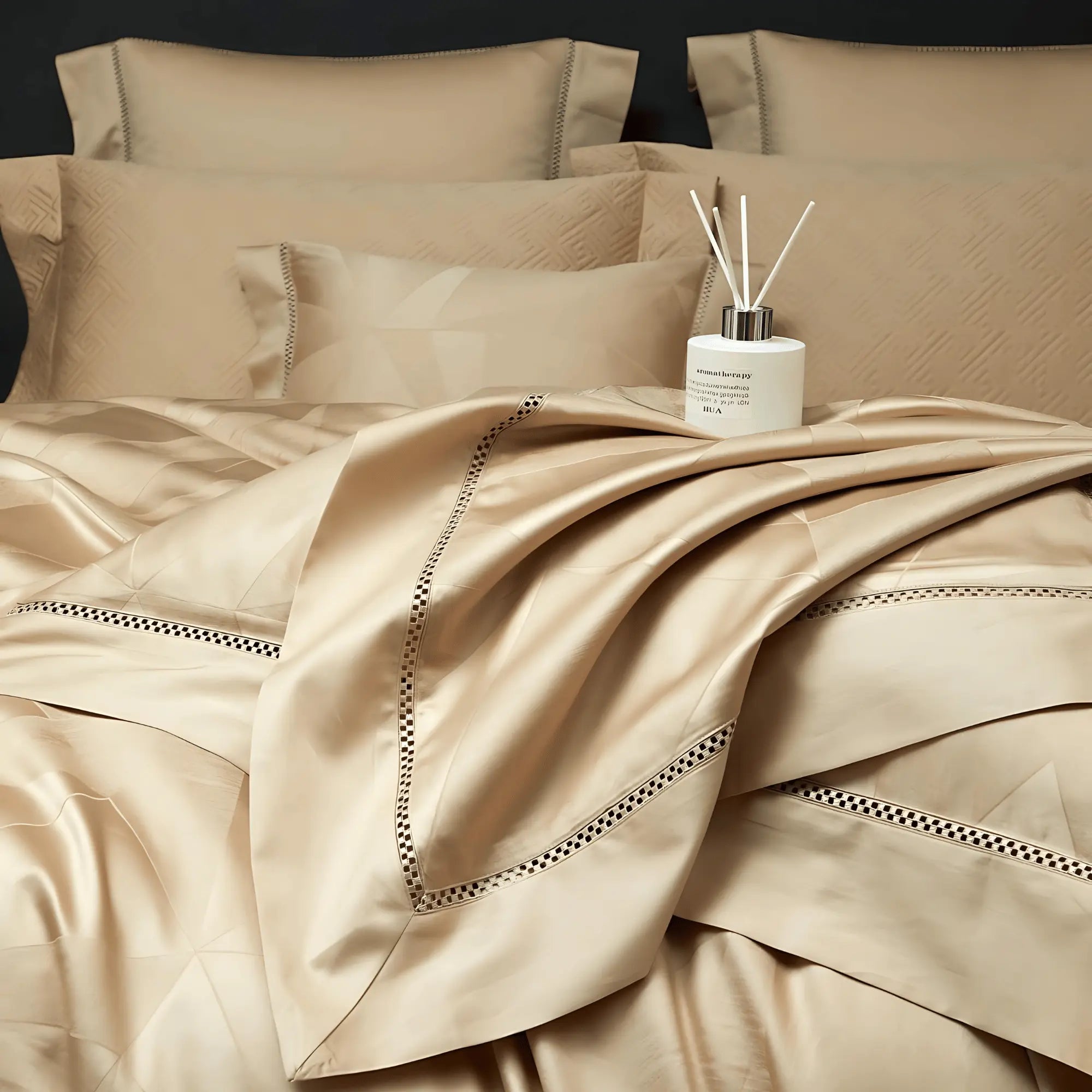 CHAMPAGNE ELEGANCE 1400 THREAD COUNT DUVET COVER & SHAMS