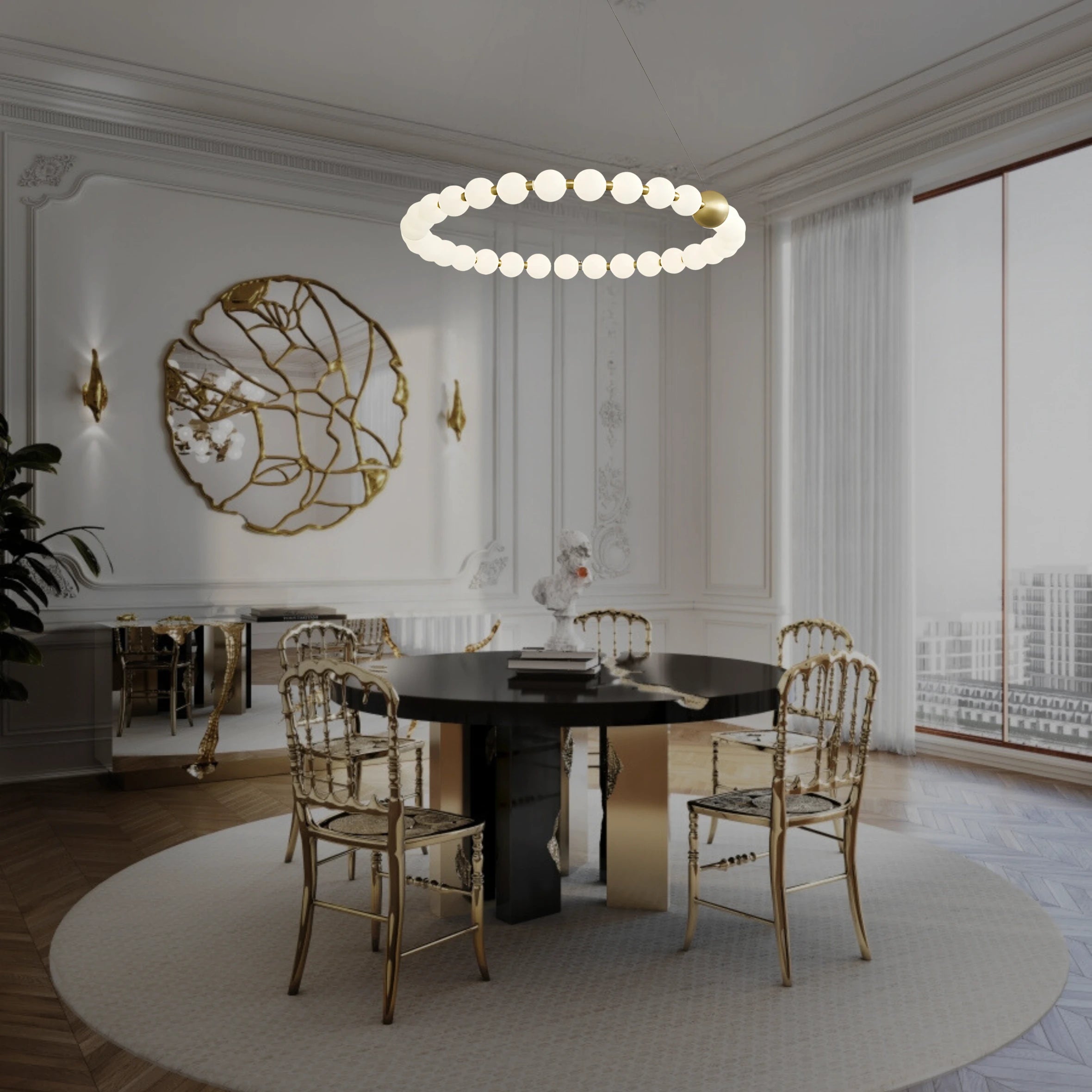 DÉLICATESSE DE PERLES HALO CHANDELIER