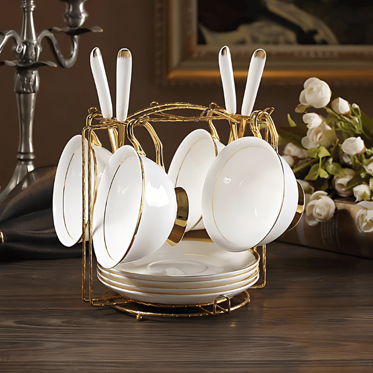 GOLDEN RIM TEACUP COLLECTION SET