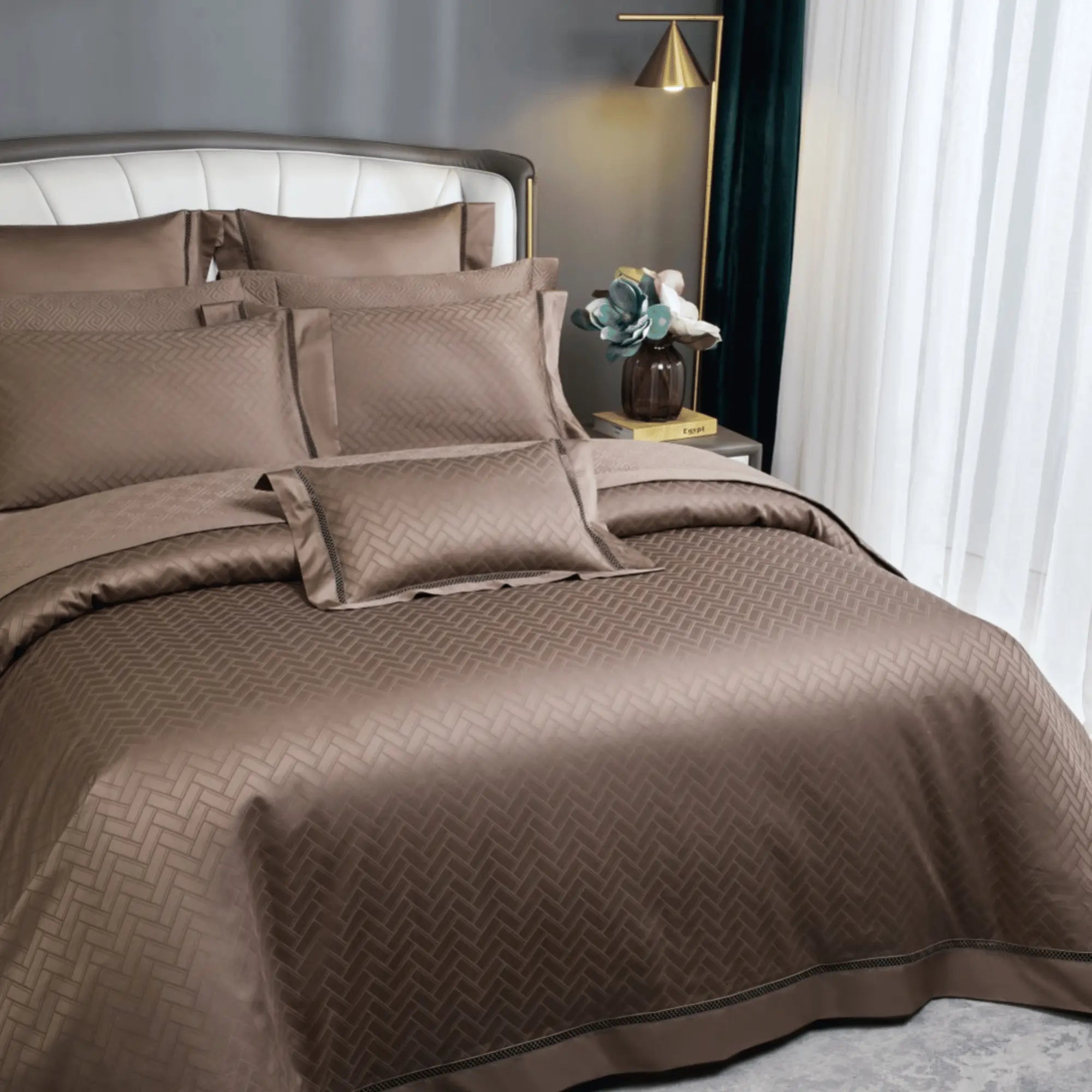 MOCHA ALLURE 1000 THREAD COUNT DUVET COVER & SHAMS