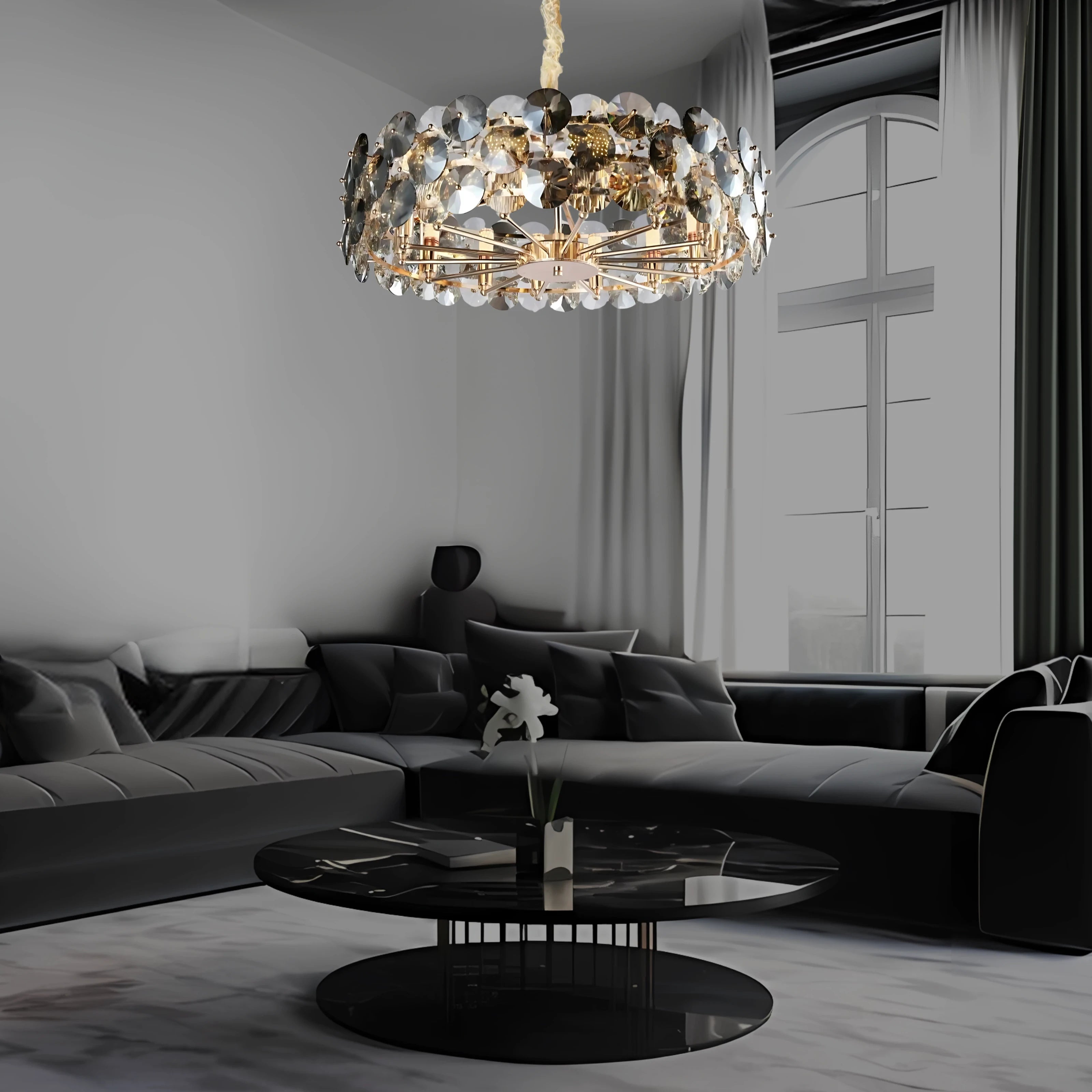 RETRO SMOKE HALO CHANDELIER