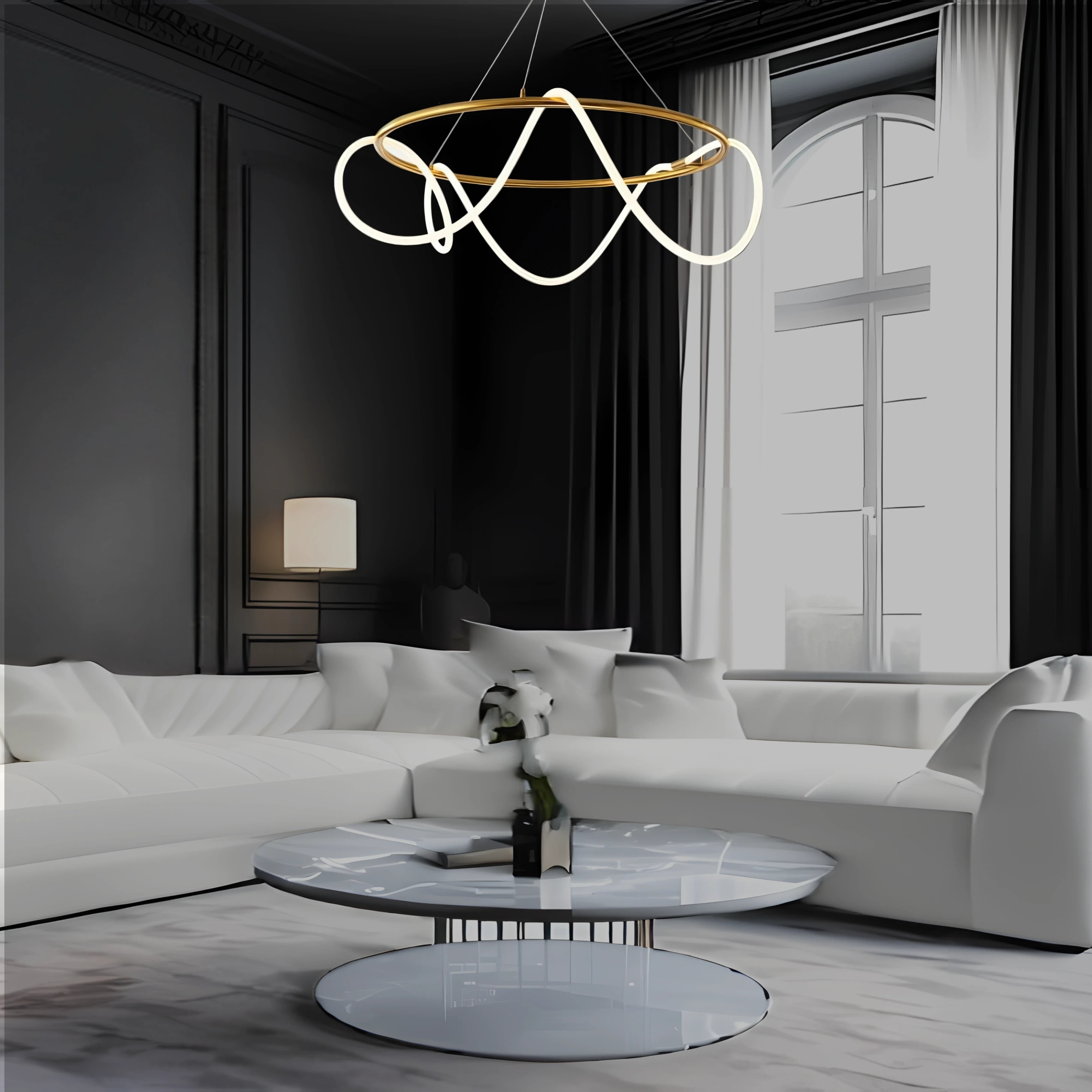 AMORPHOUS TUBE HALO CHANDELIER