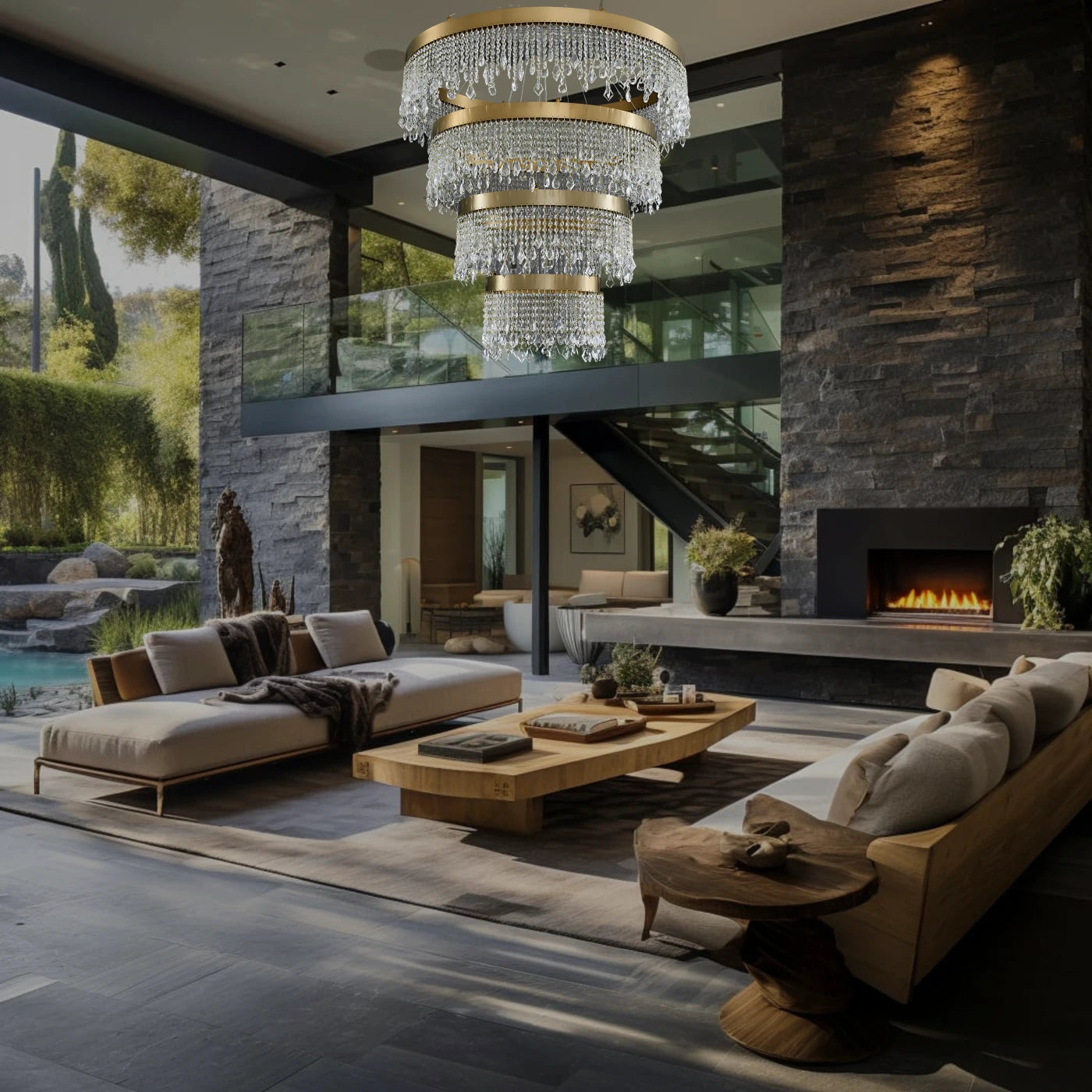 ELEGANT CRYSTAL 4 TIER CHANDELIER