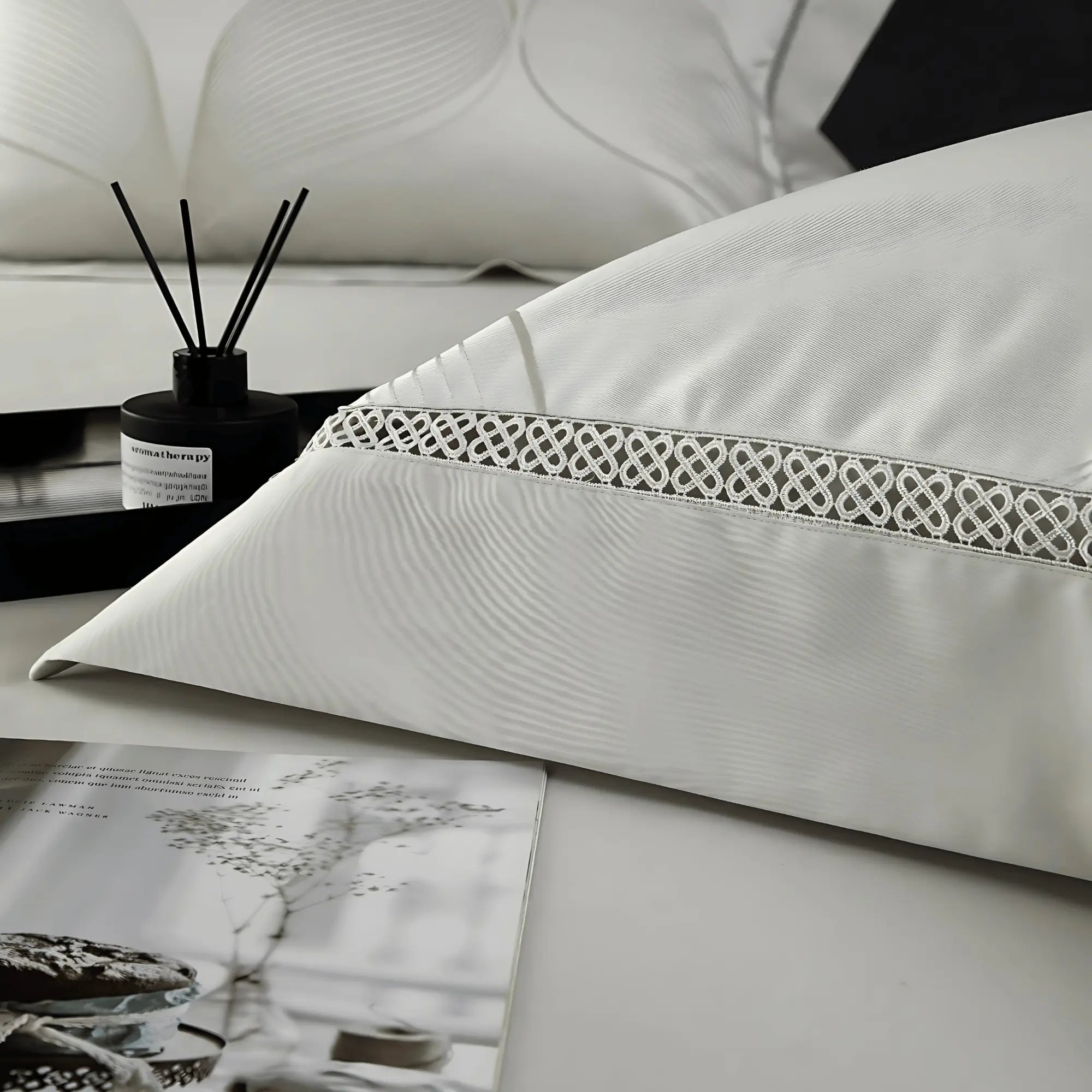 IVORY WAVES 1400 THREAD COUNT DUVET COVER & SHAMS