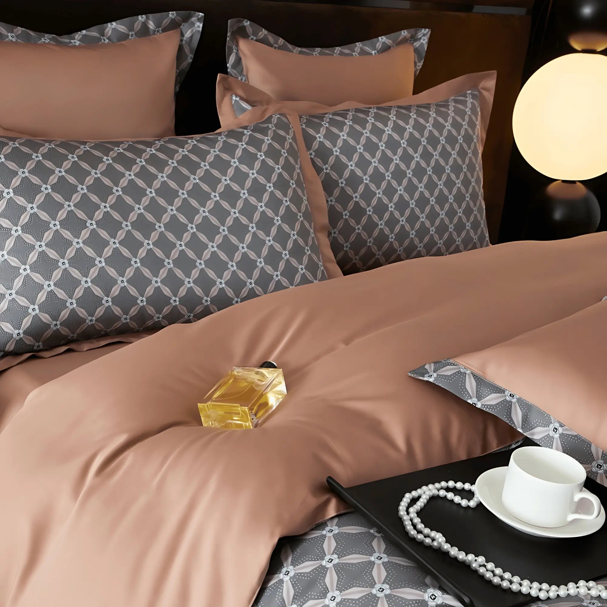 Ash Rose Tranquility 1000 Thread Count Duvet Cover & Shams - Bedding