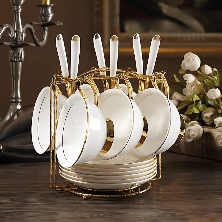 GOLDEN RIM TEACUP COLLECTION SET