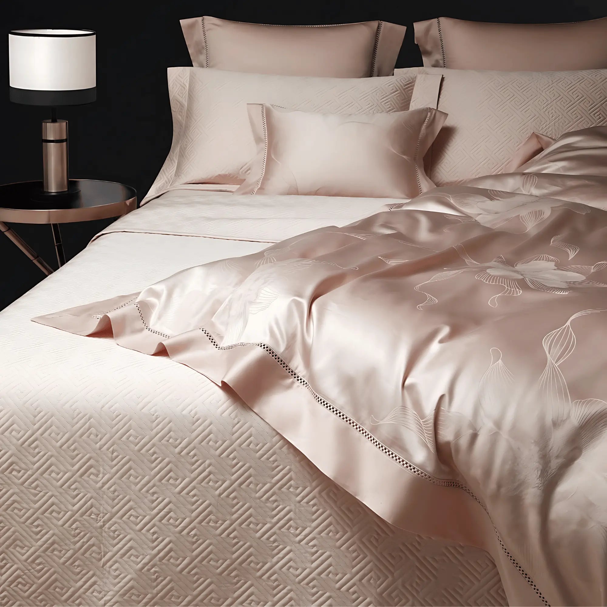 PEACH BLOSSOM 1400 THREAD COUNT DUVET COVER & SHAMS