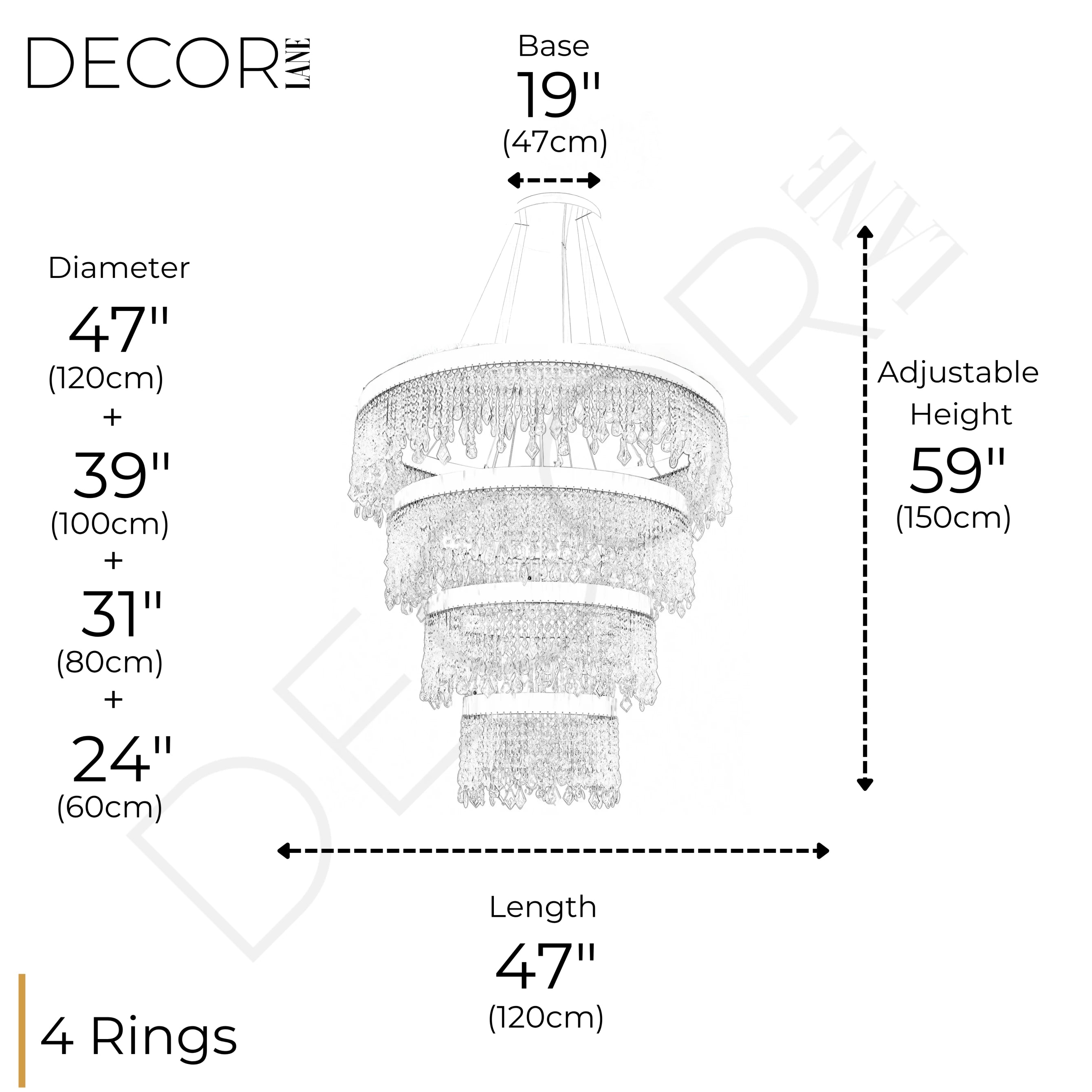 ELEGANT CRYSTAL 4 TIER CHANDELIER