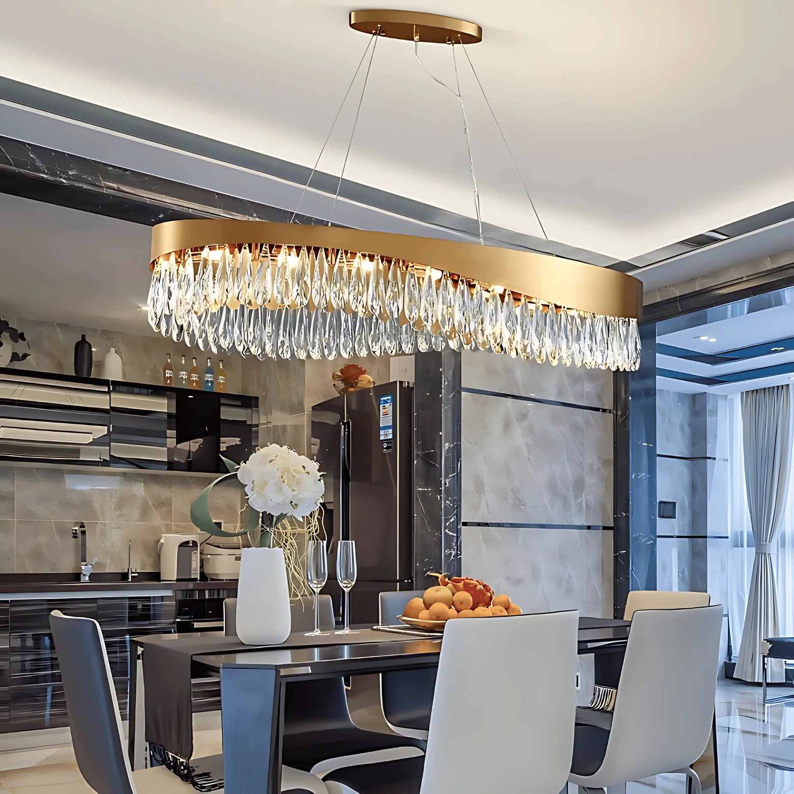 LUXURY WAVE OVAL CHANDELIER