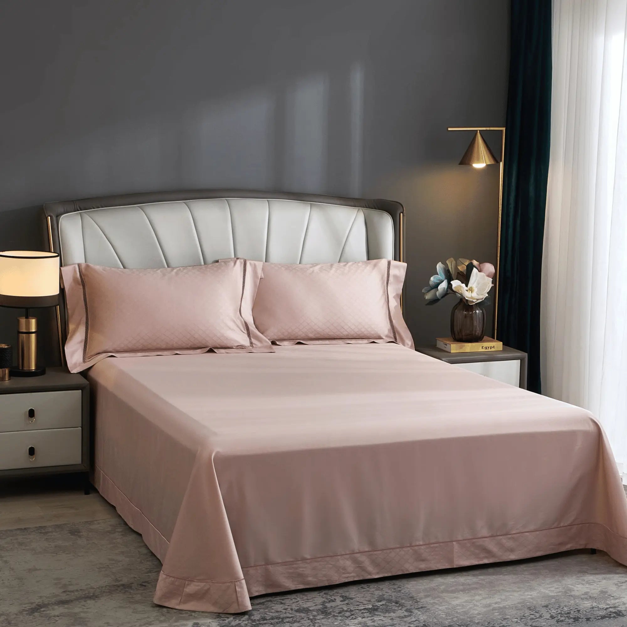 CHALICE ROSE BLUSH 1000 THREAD COUNT DUVET COVER & SHAMS