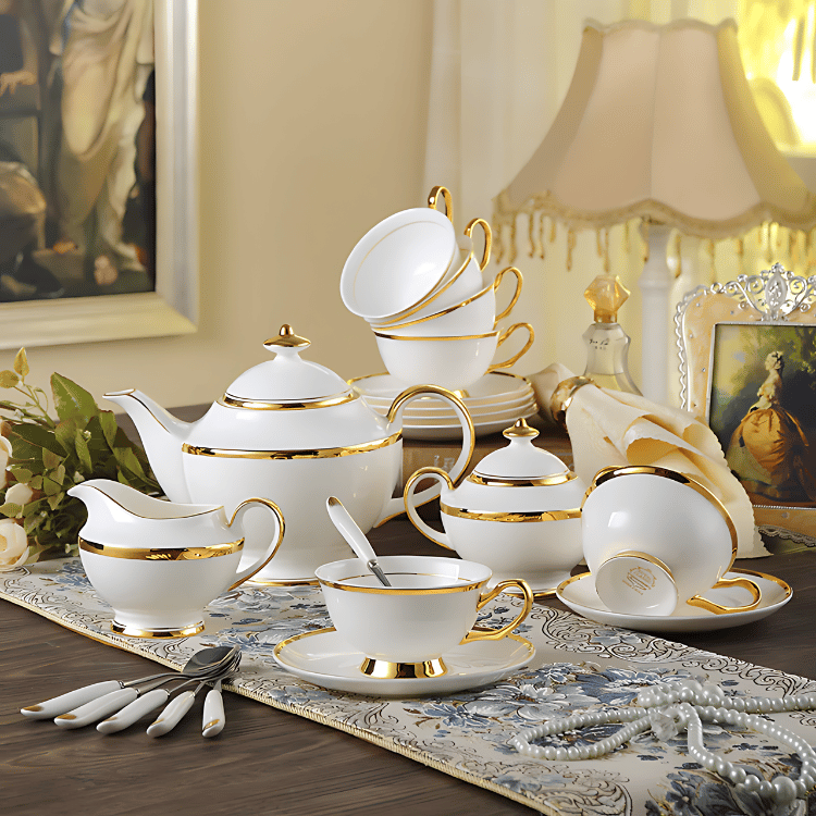 GOLDEN RIM TEACUP COLLECTION SET
