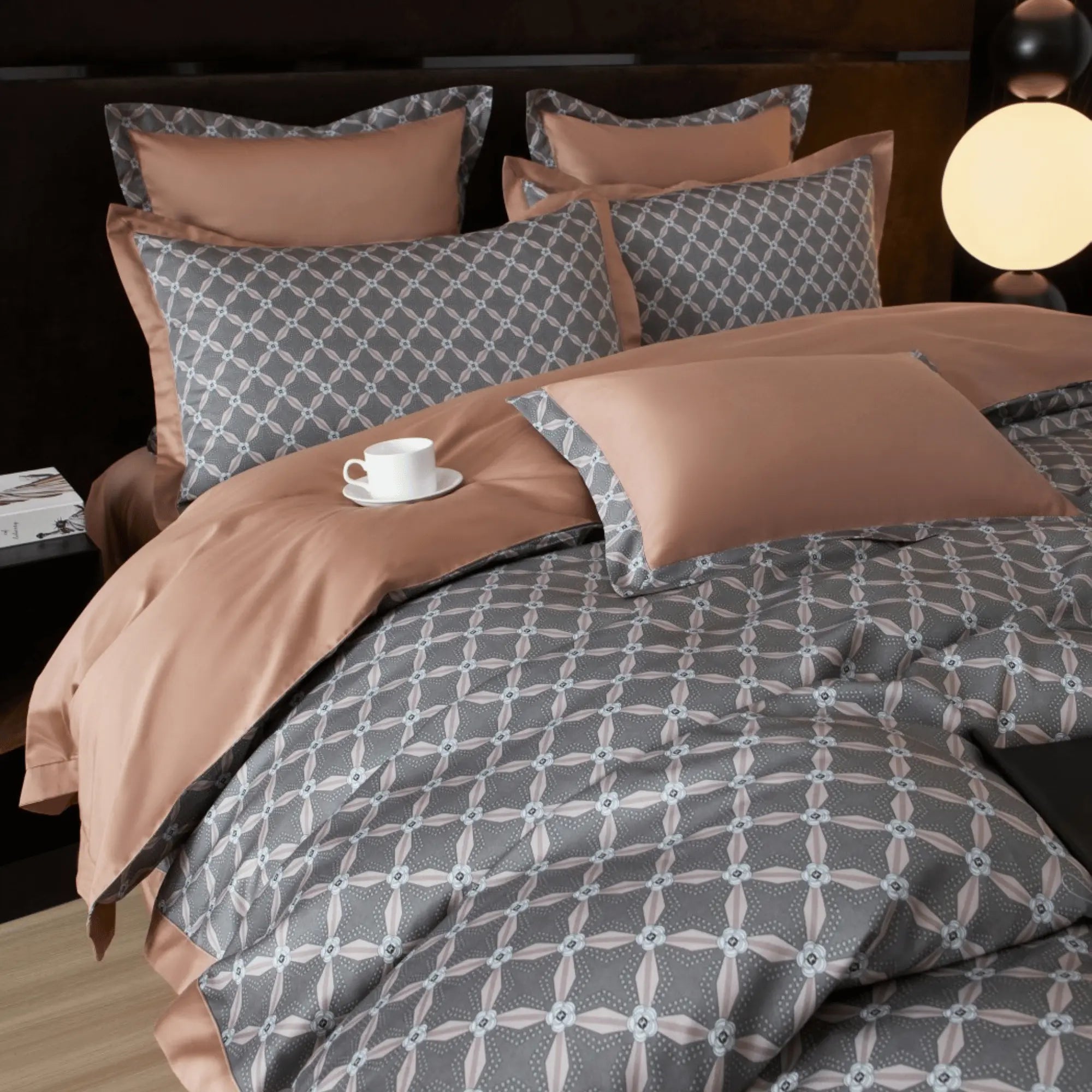 Ash Rose Tranquility 1000 Thread Count Duvet Cover & Shams - Bedding