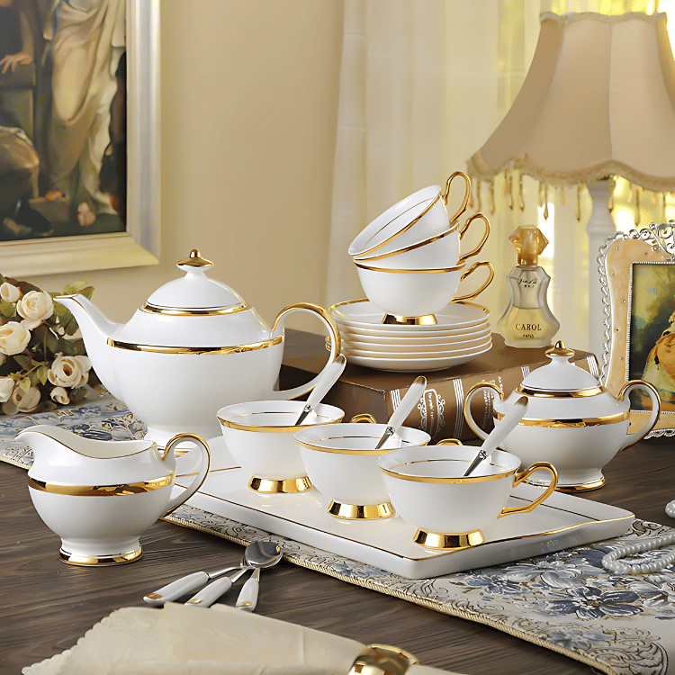 GOLDEN RIM TEACUP COLLECTION SET