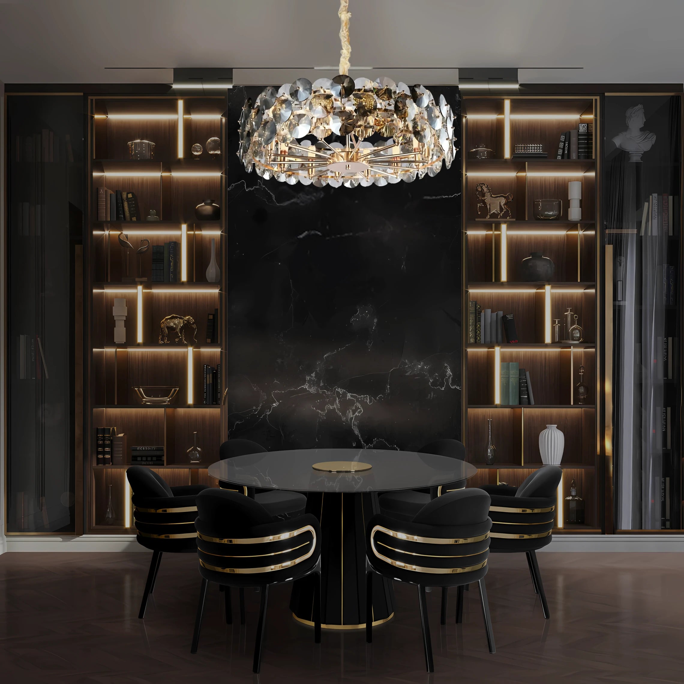 RETRO SMOKE HALO CHANDELIER