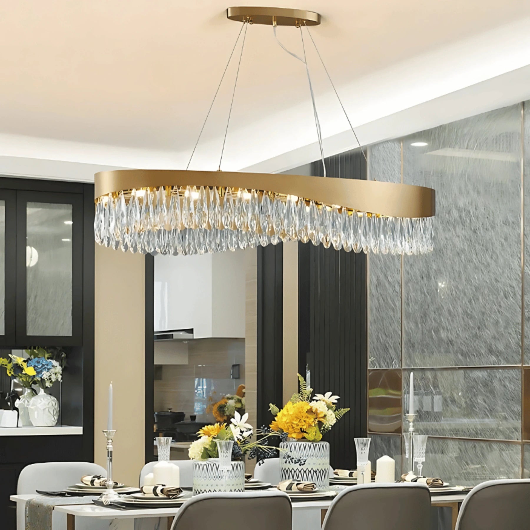 LUXURY WAVE OVAL CHANDELIER