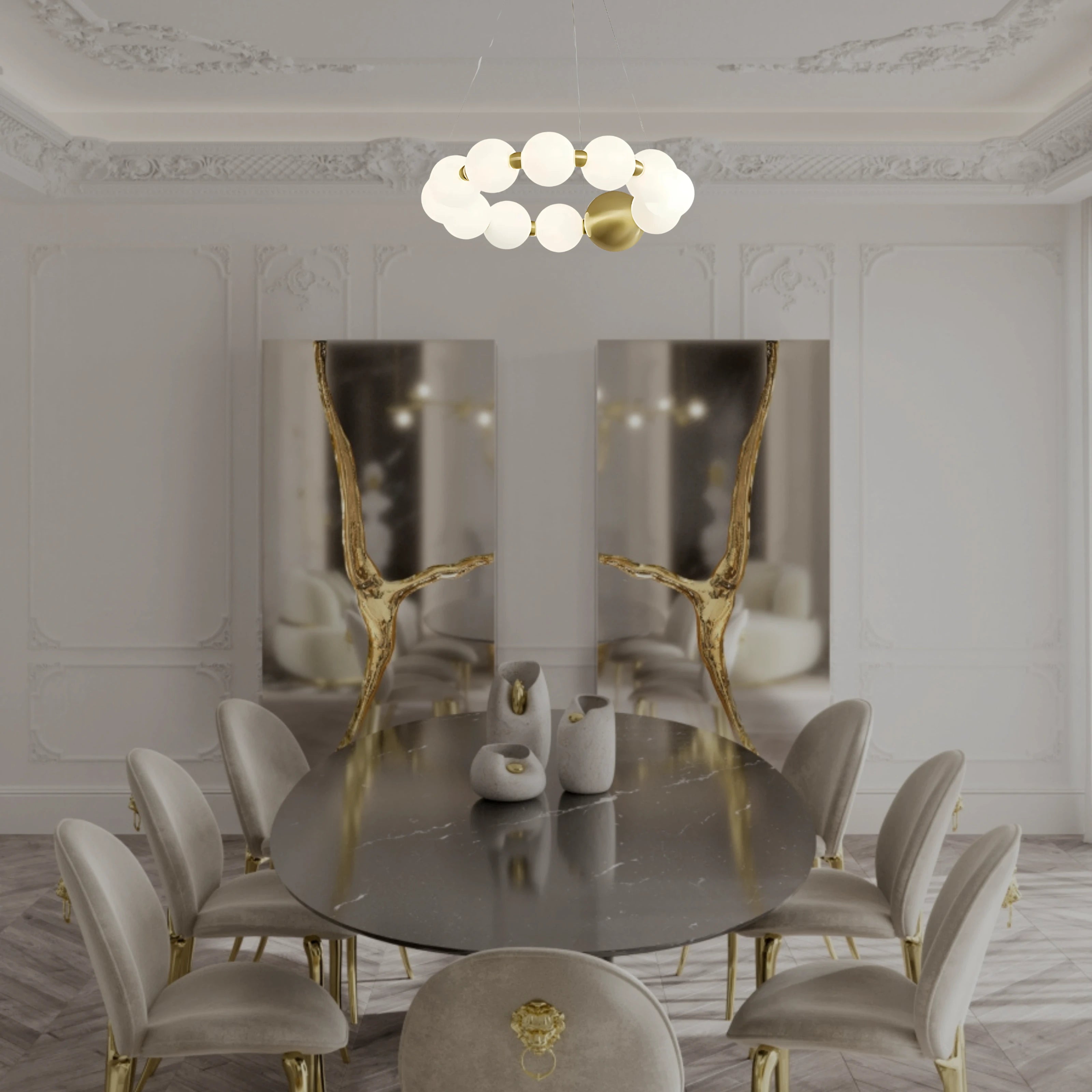 DÉLICATESSE DE PERLES HALO CHANDELIER