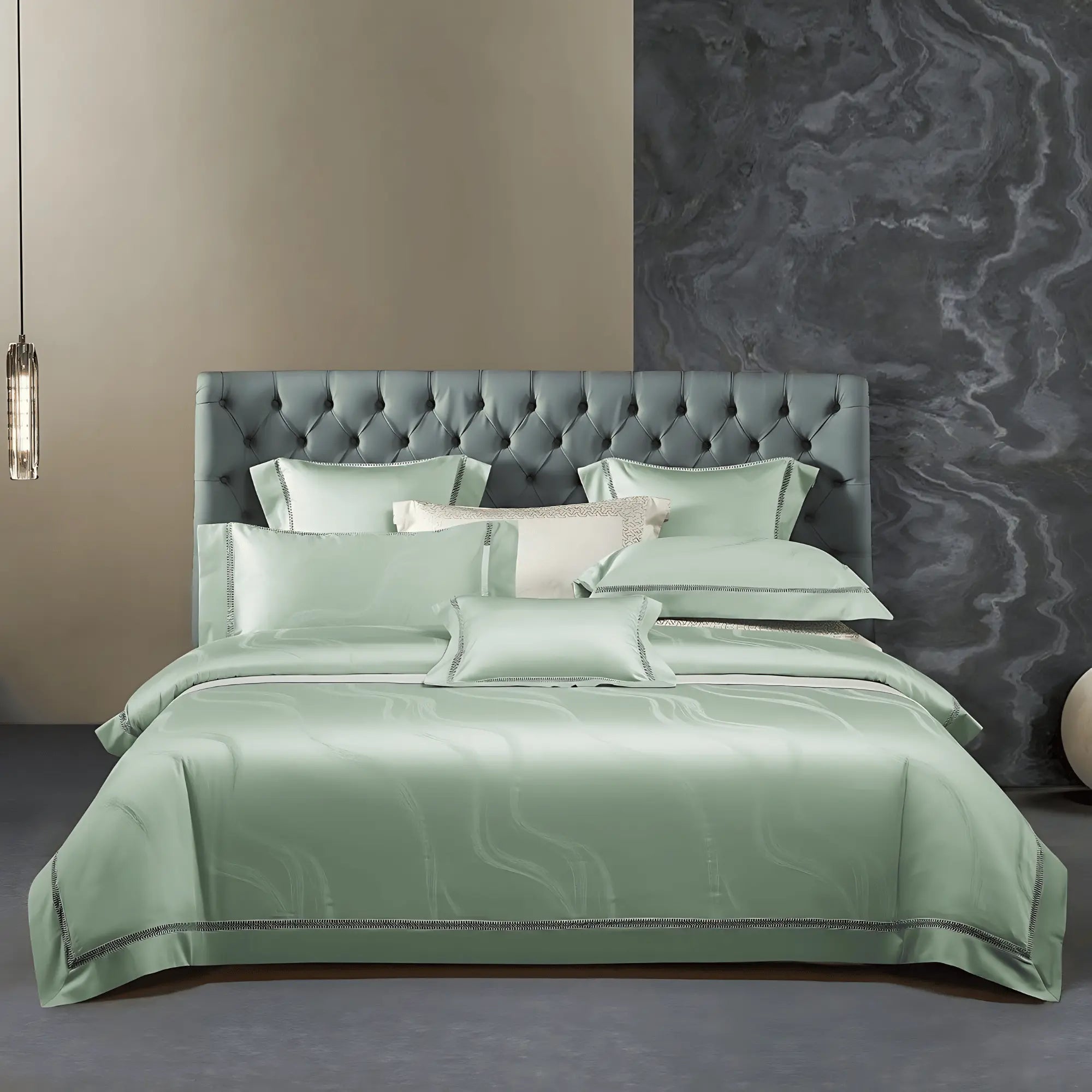 PISTACHIO ELEGANCE 1000 THREAD COUNT DUVET COVER & SHAMS