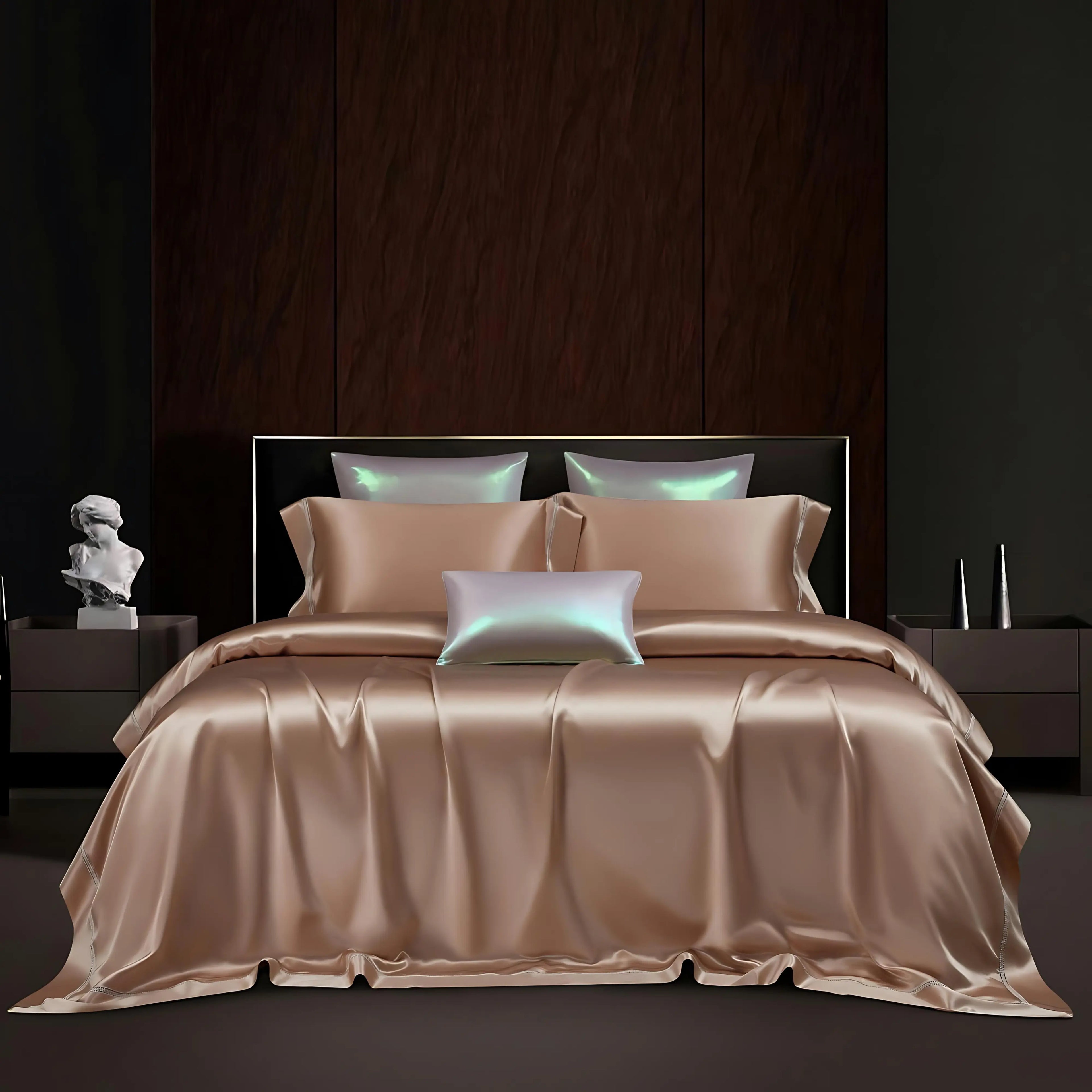 ROSY CHAMPAGNE MULBERRY SILK DUVET COVER & SHAMS