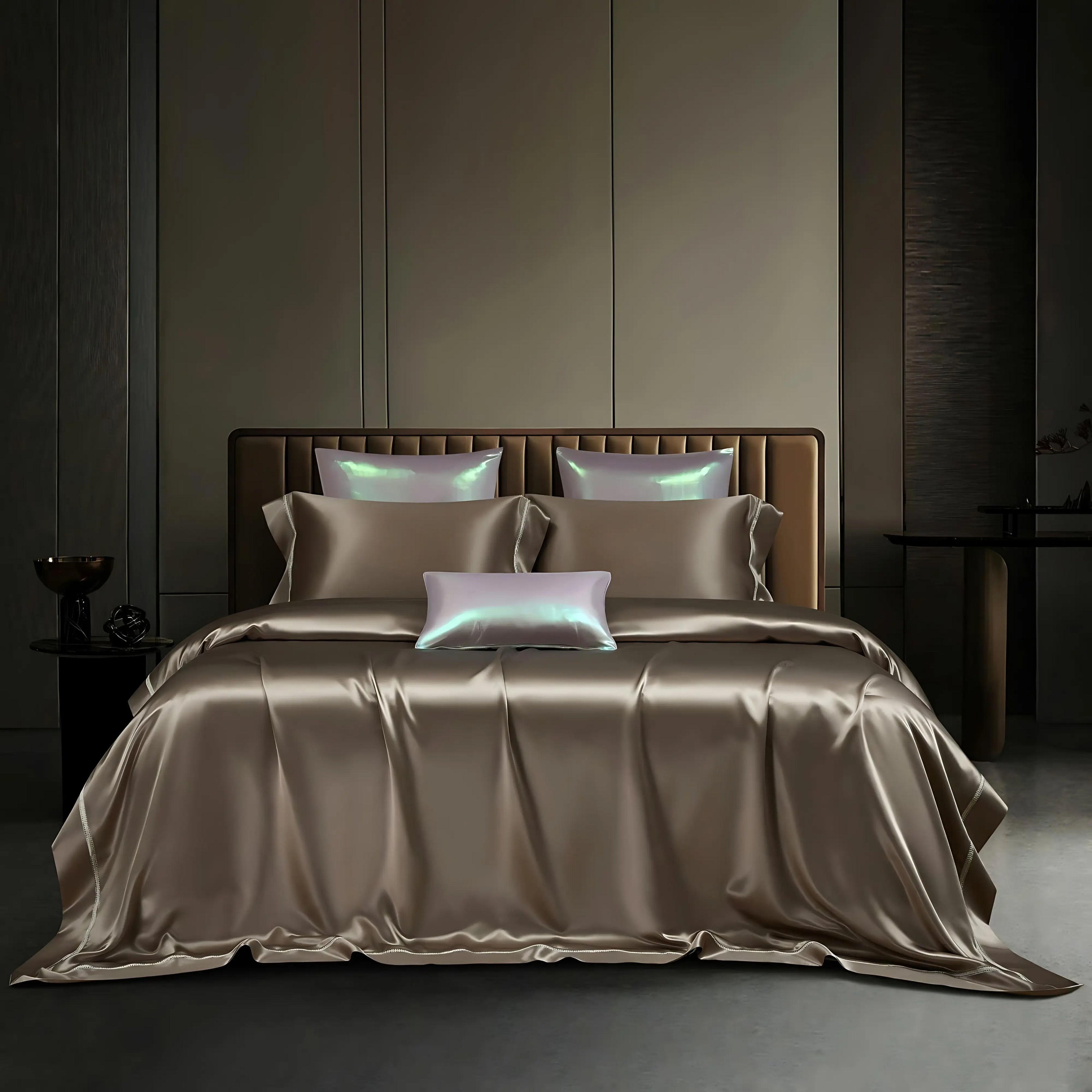 BRONZE MIST MULBERRY SILK DUVET COVER & SHAMS