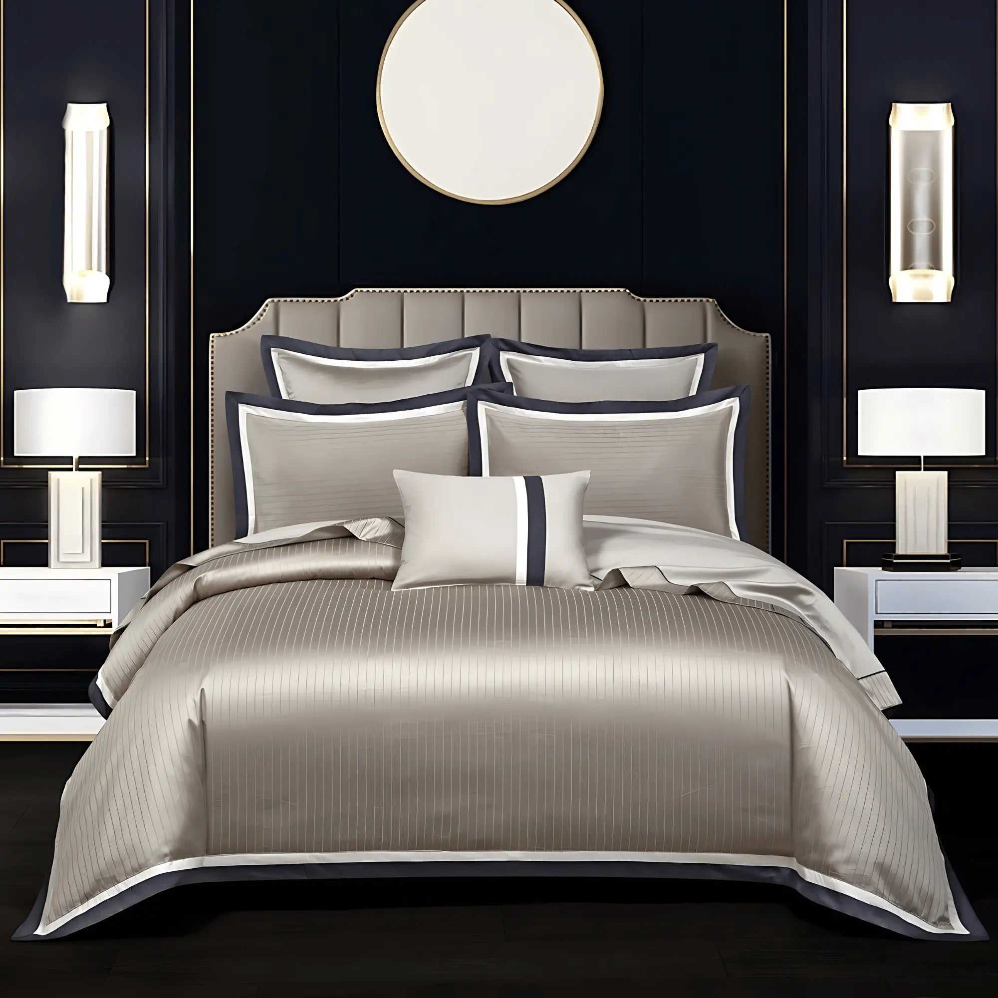 TAUPE HARMONY 1000 THREAD COUNT DUVET COVER & SHAMS