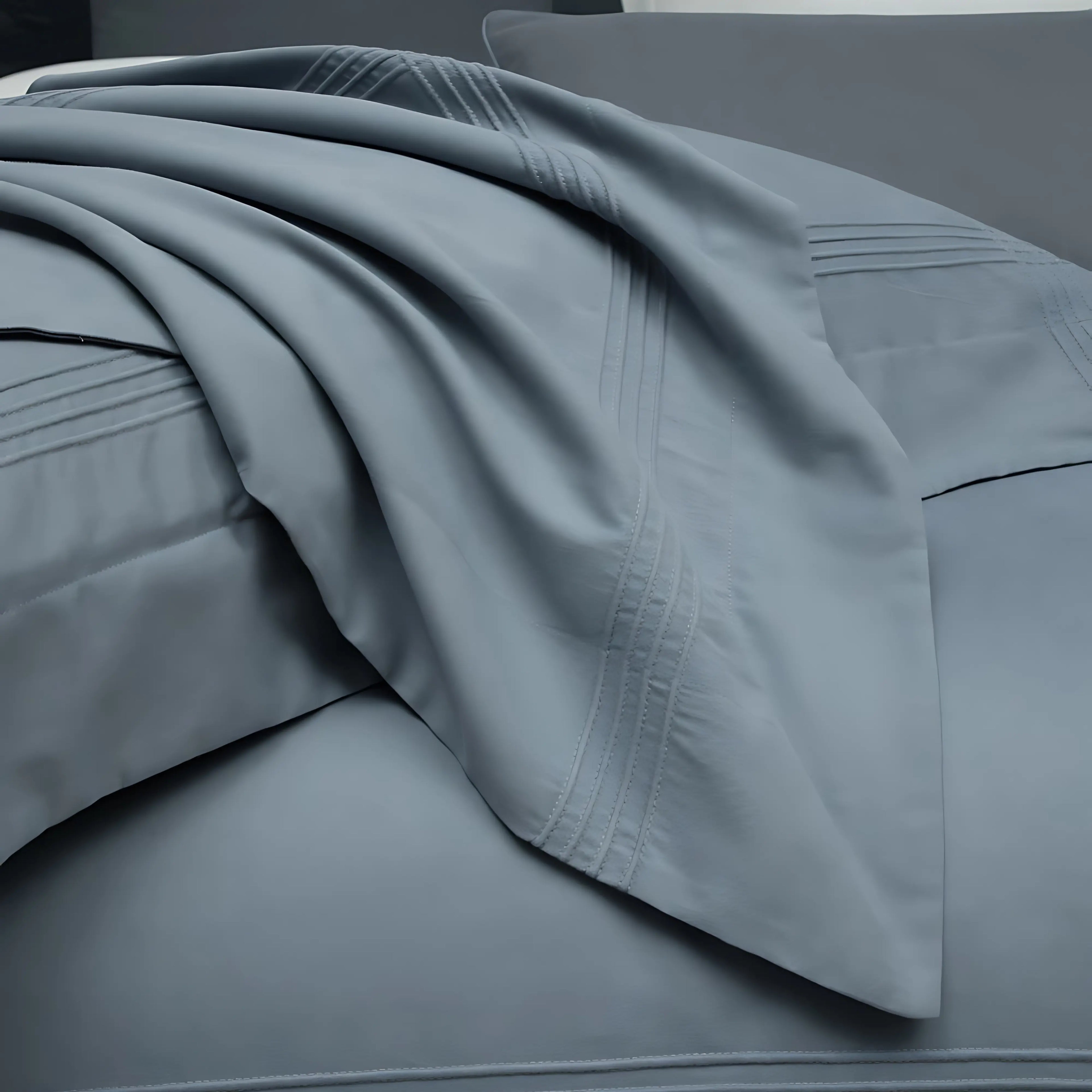 STEEL BLUE 600 THREAD COUNT DUVET COVER & SHAMS