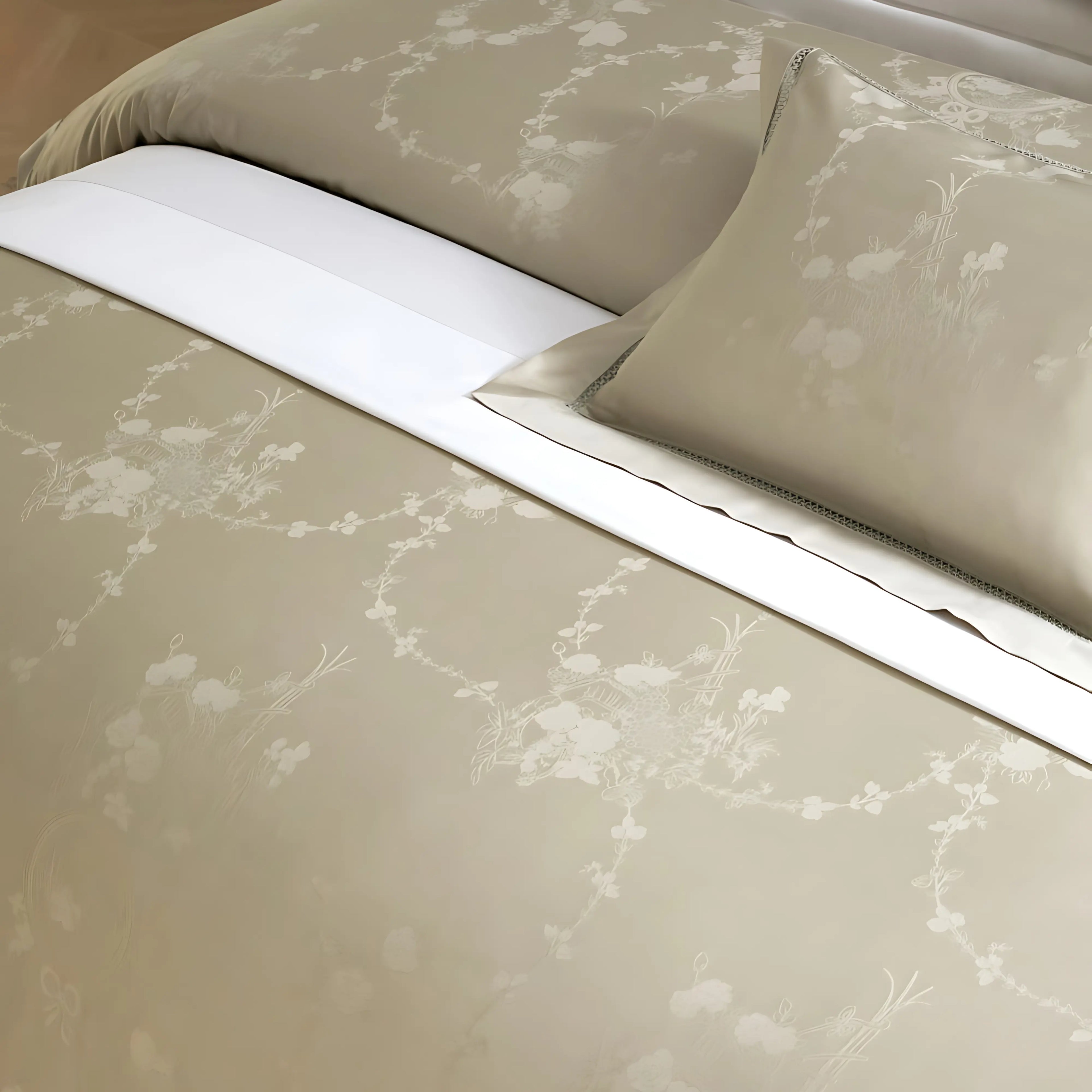 VANILLA BEIGE 1000 THREAD COUNT DUVET COVER & SHAMS