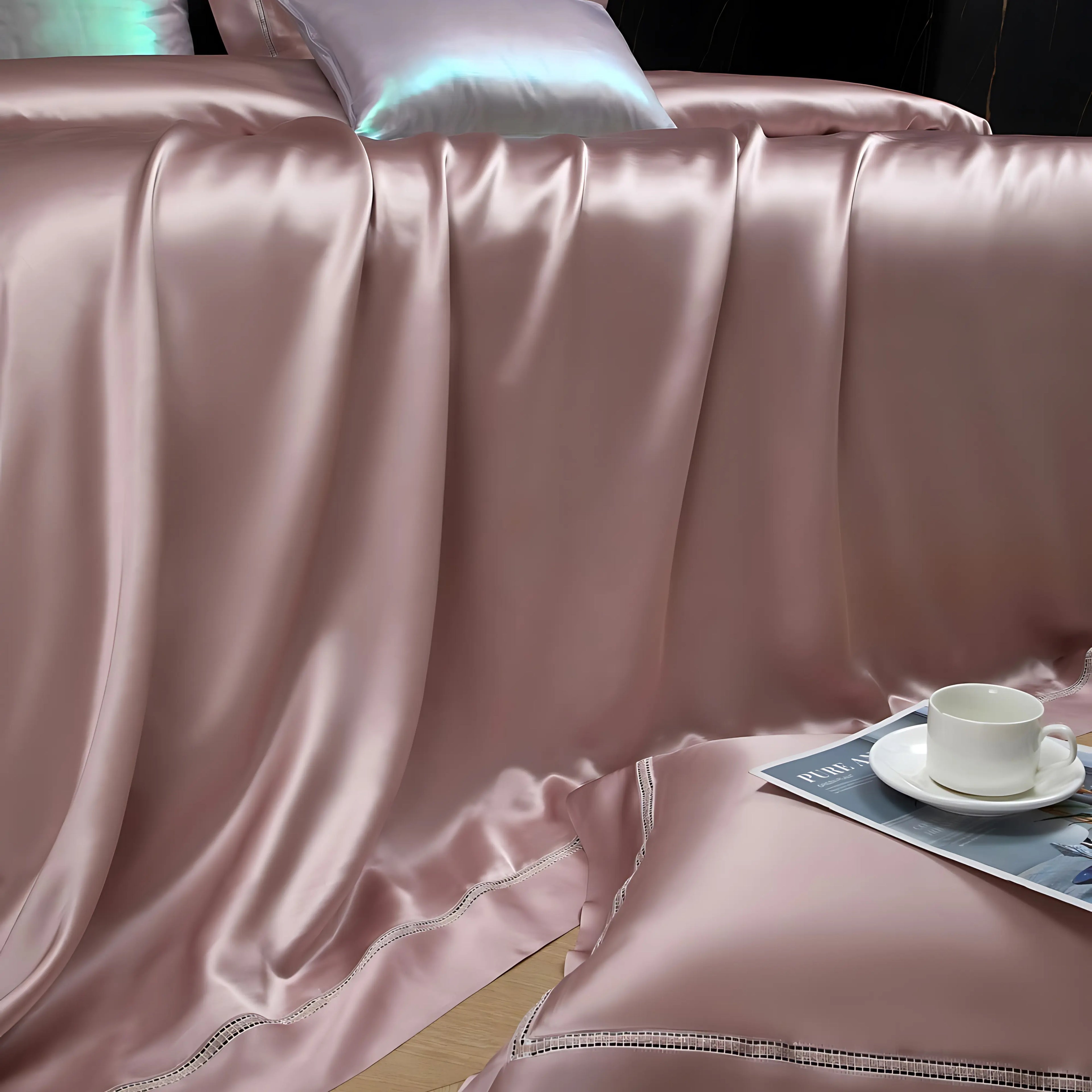 ROSE SHIMMER MULBERRY SILK DUVET COVER & SHAMS