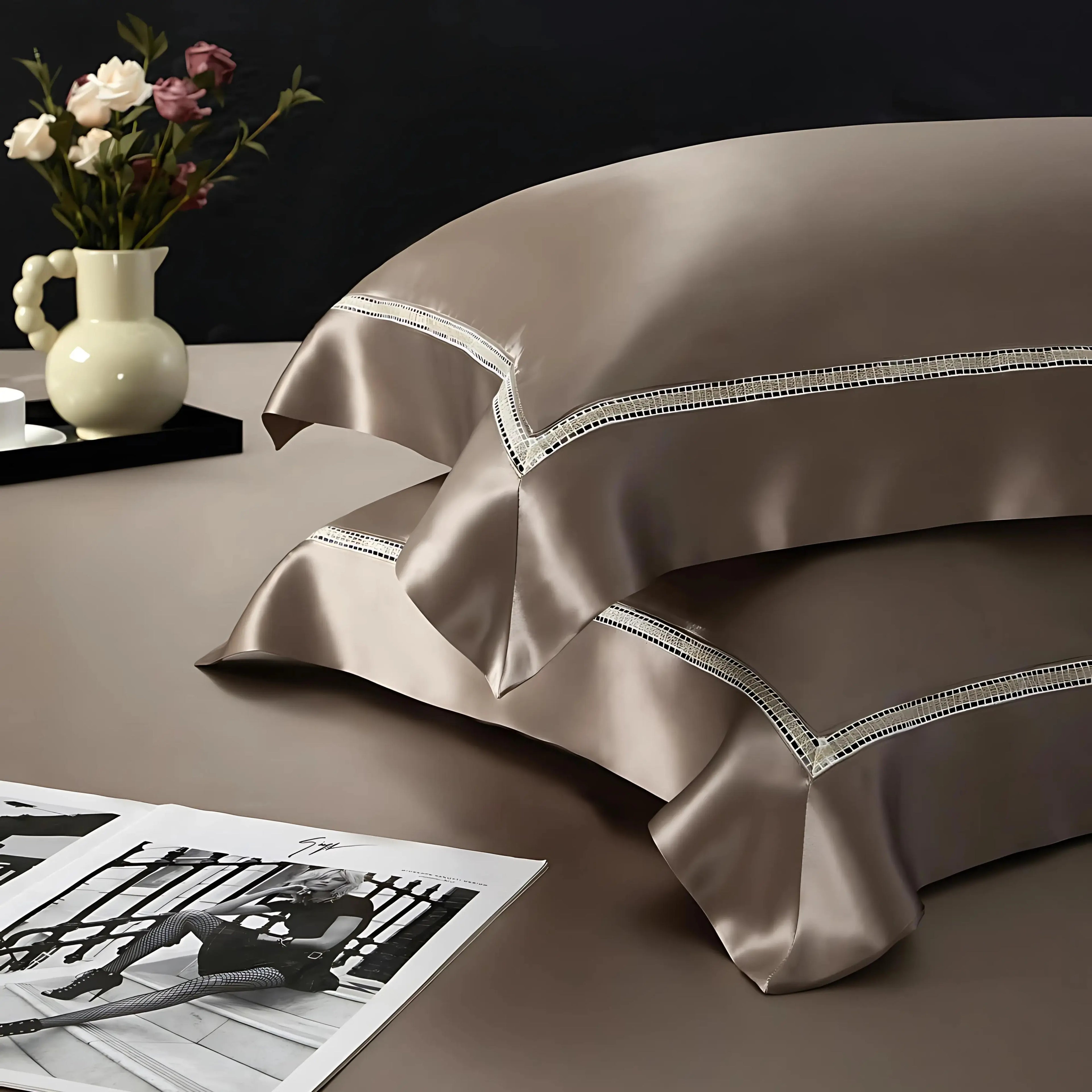 BRONZE MIST MULBERRY SILK DUVET COVER & SHAMS