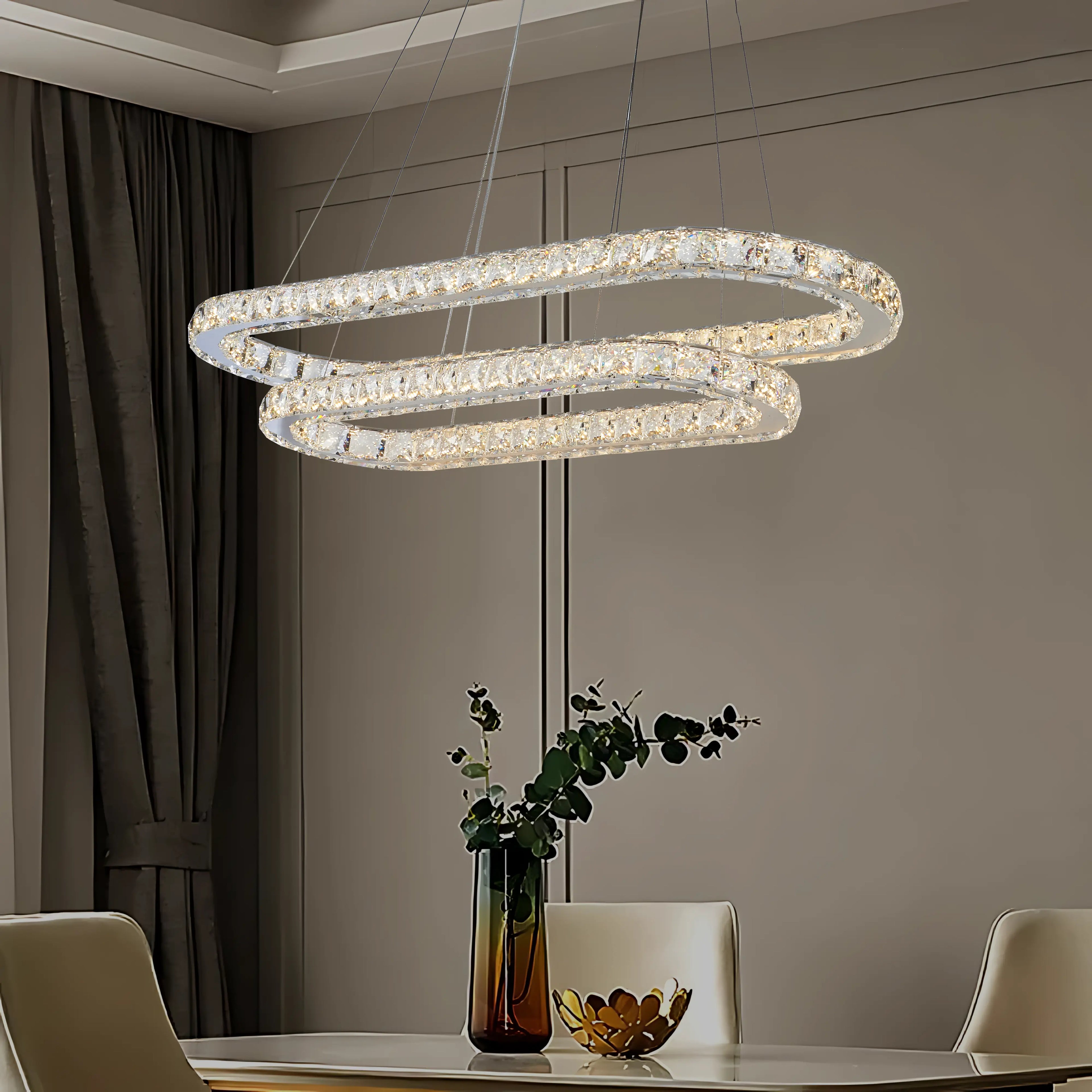 Aura Oval 2 Tier Chandelier - Chandeliers