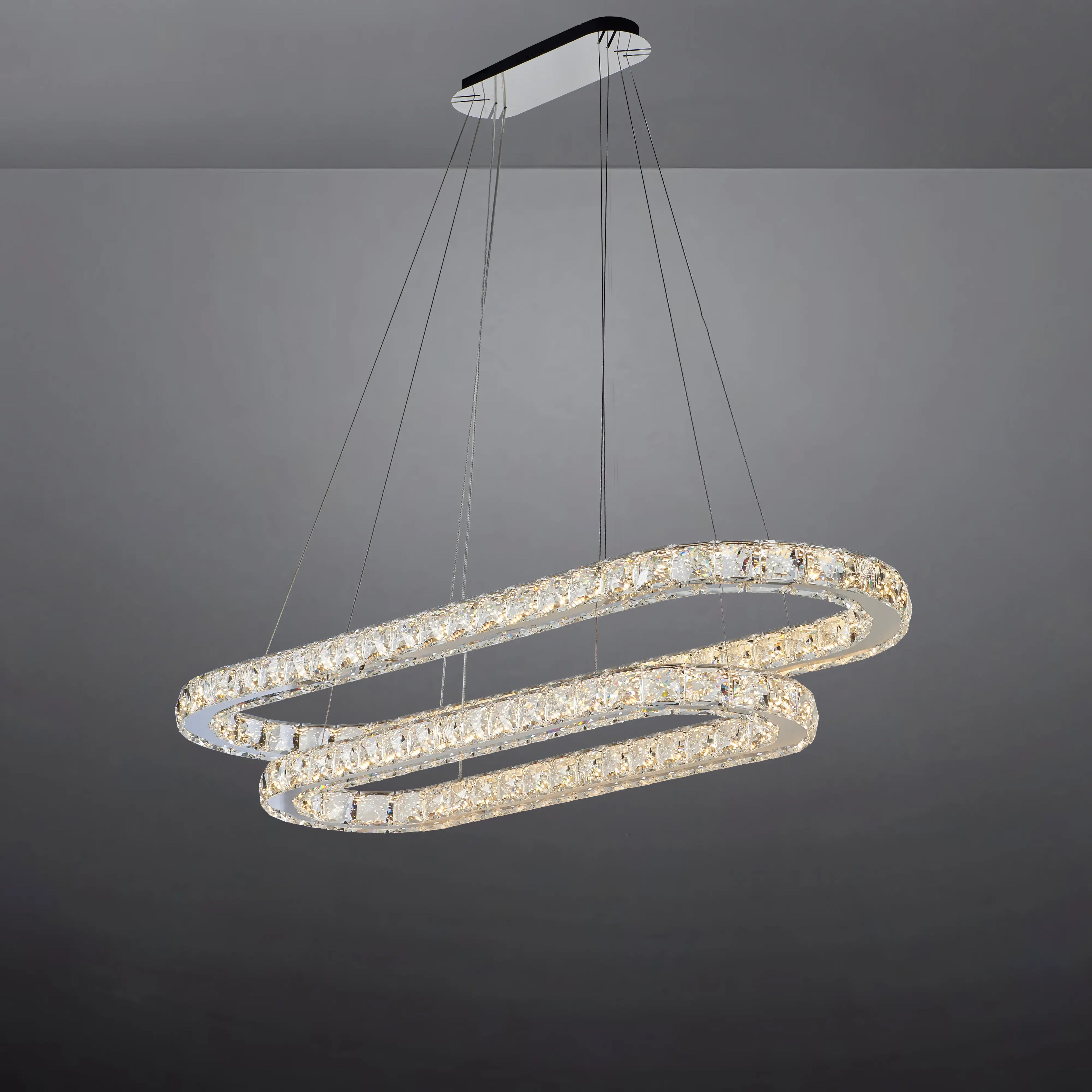 Aura Oval 2 Tier Chandelier - Chandeliers