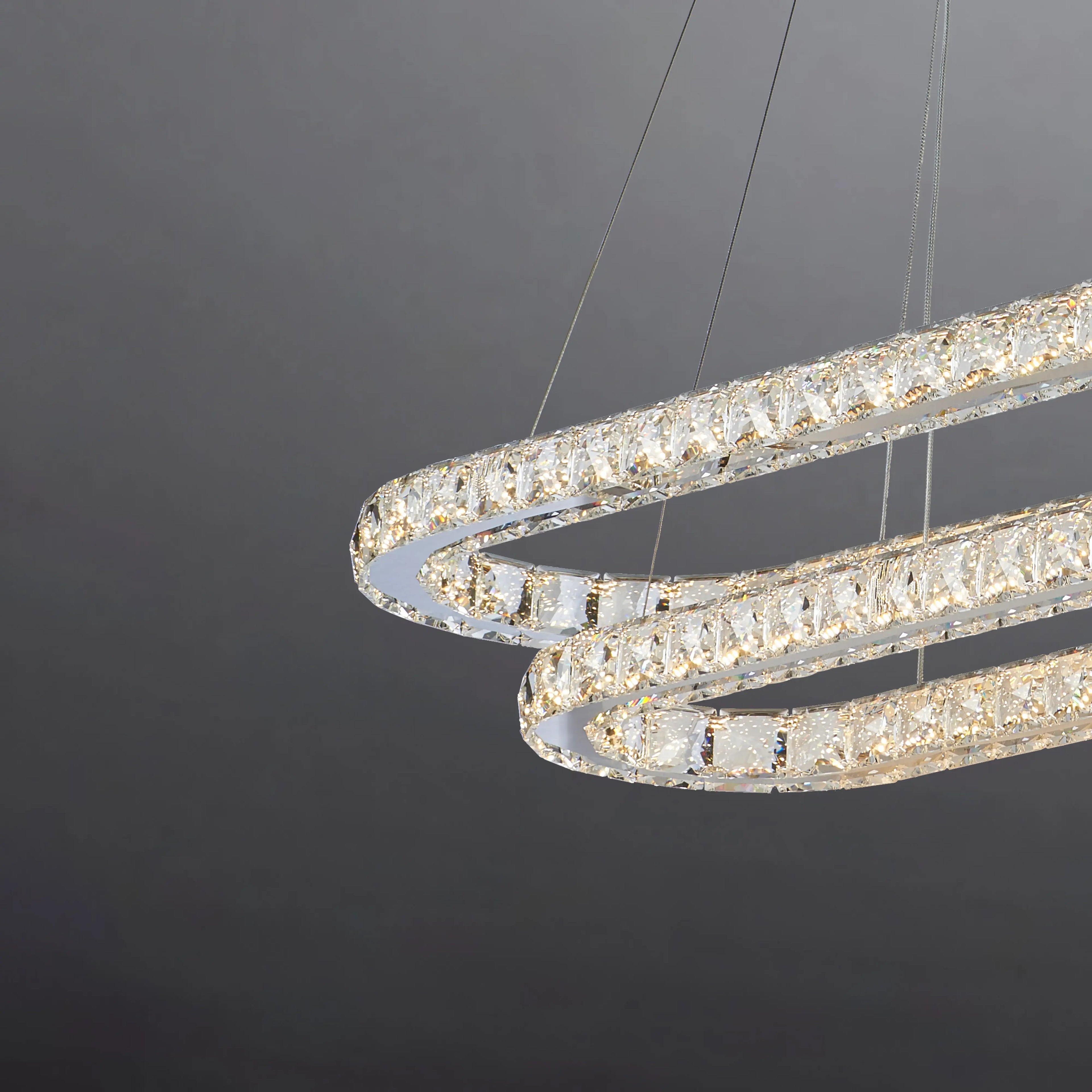 Aura Oval 2 Tier Chandelier - Chandeliers