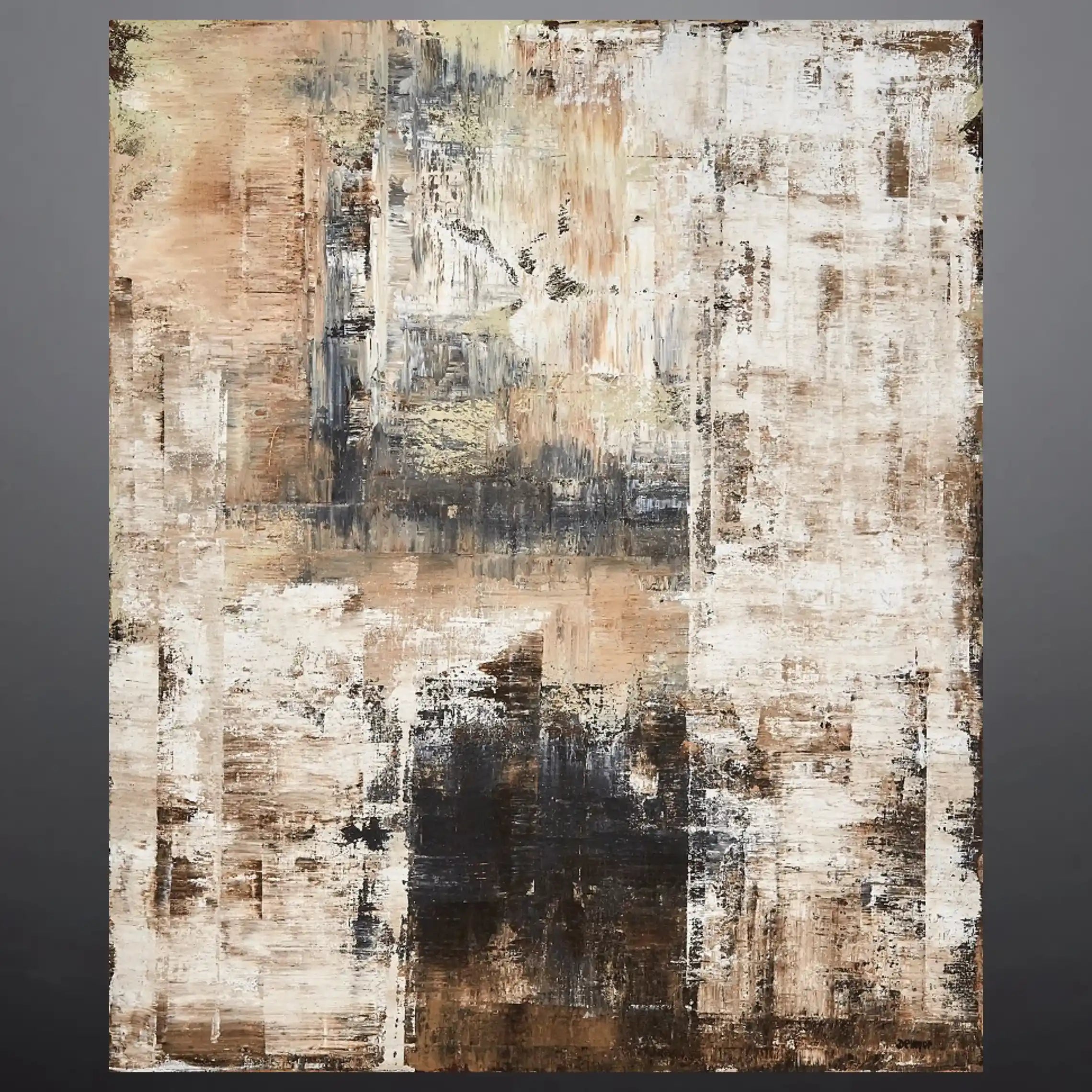Sepia Mosaic | Neutral Abstract Oil Painting — Decor Lane – DecorLane