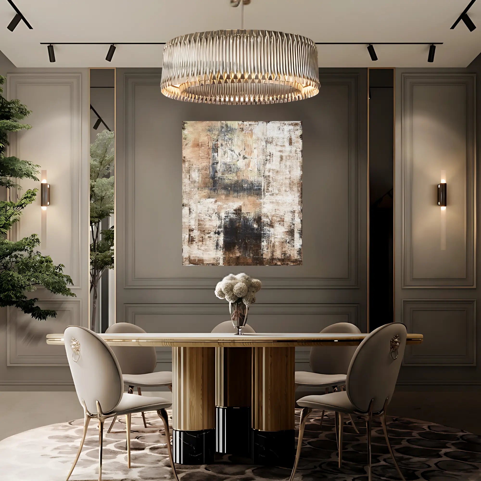 SEPIA MOSAIC OIL PAINTING