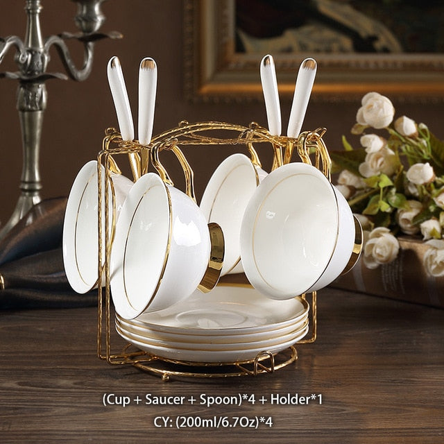 GOLDEN RIM TEACUP COLLECTION SET