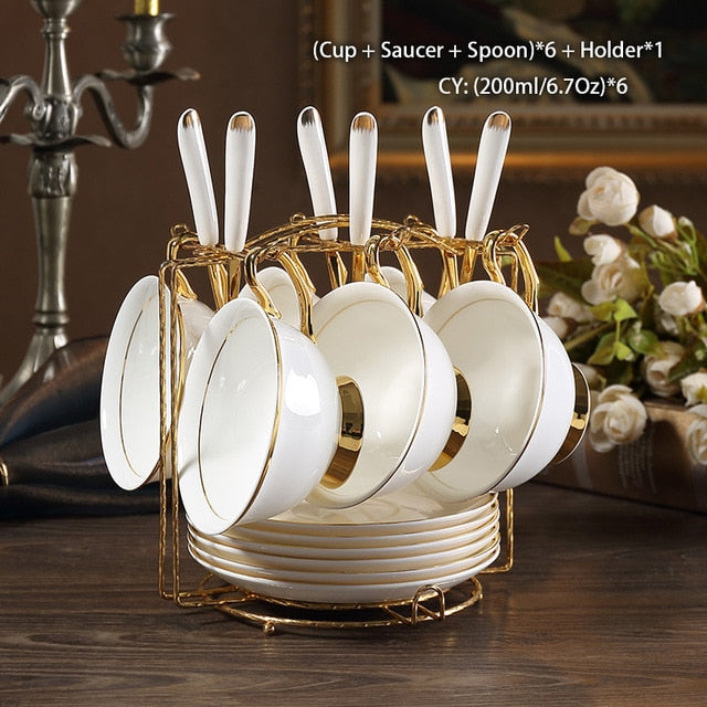GOLDEN RIM TEACUP COLLECTION SET