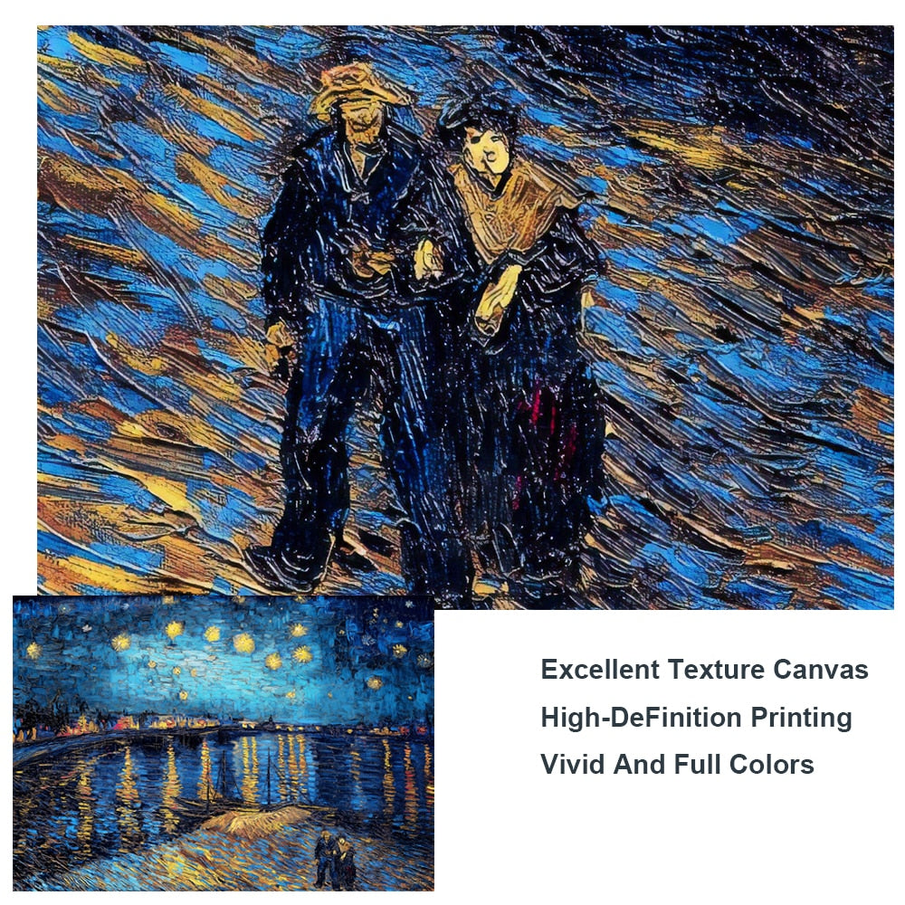 STARRY NIGHT OVER THE RHONE By Vincent Van Gogh CANVAS PRINT