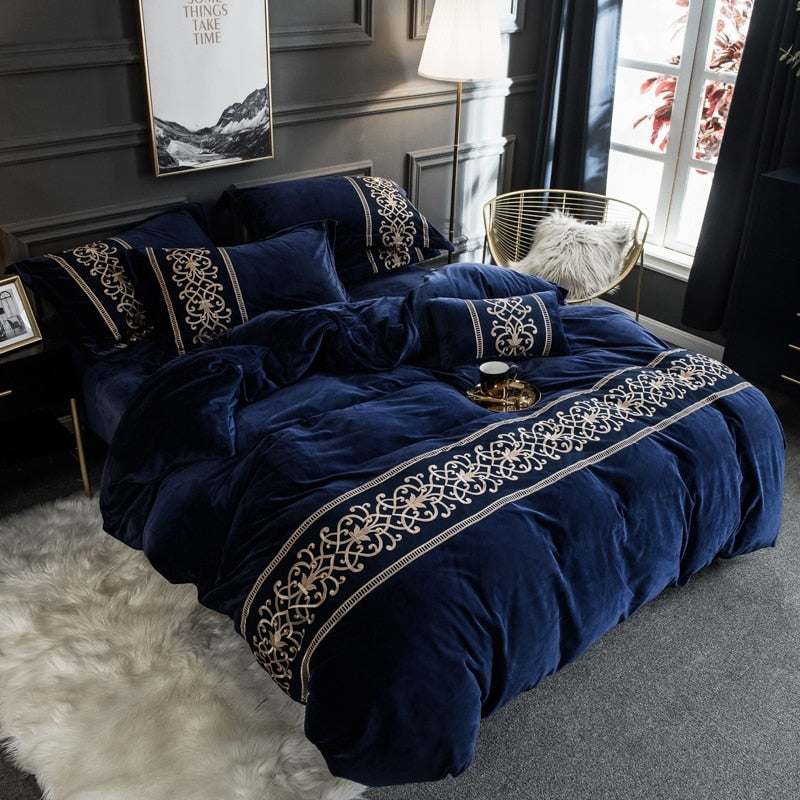 BROOKLYN VELVET ROYAL DUVET COVER & SHAMS 500TC